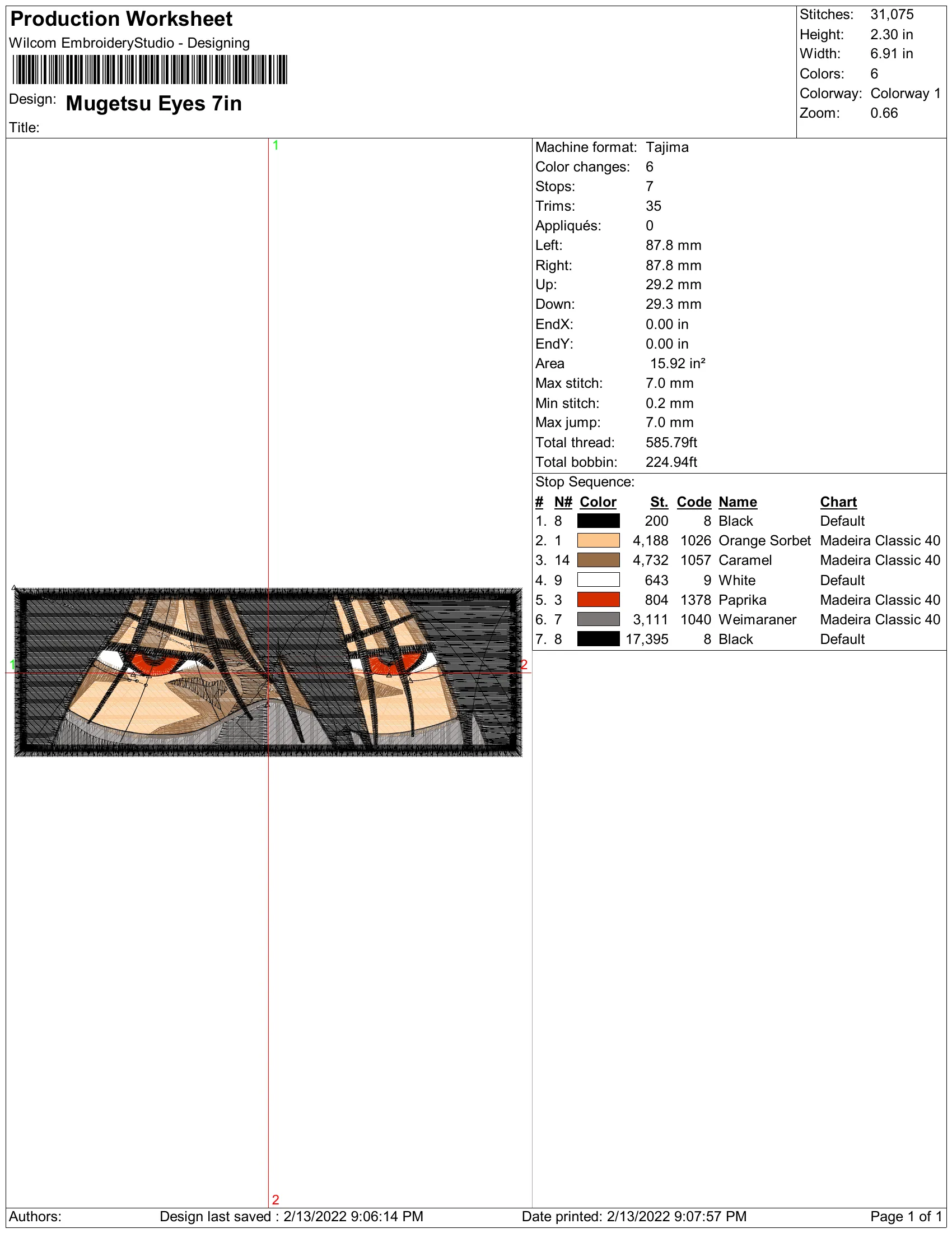 Alternative view of  Embroidered Mugetsu Eyes Design 