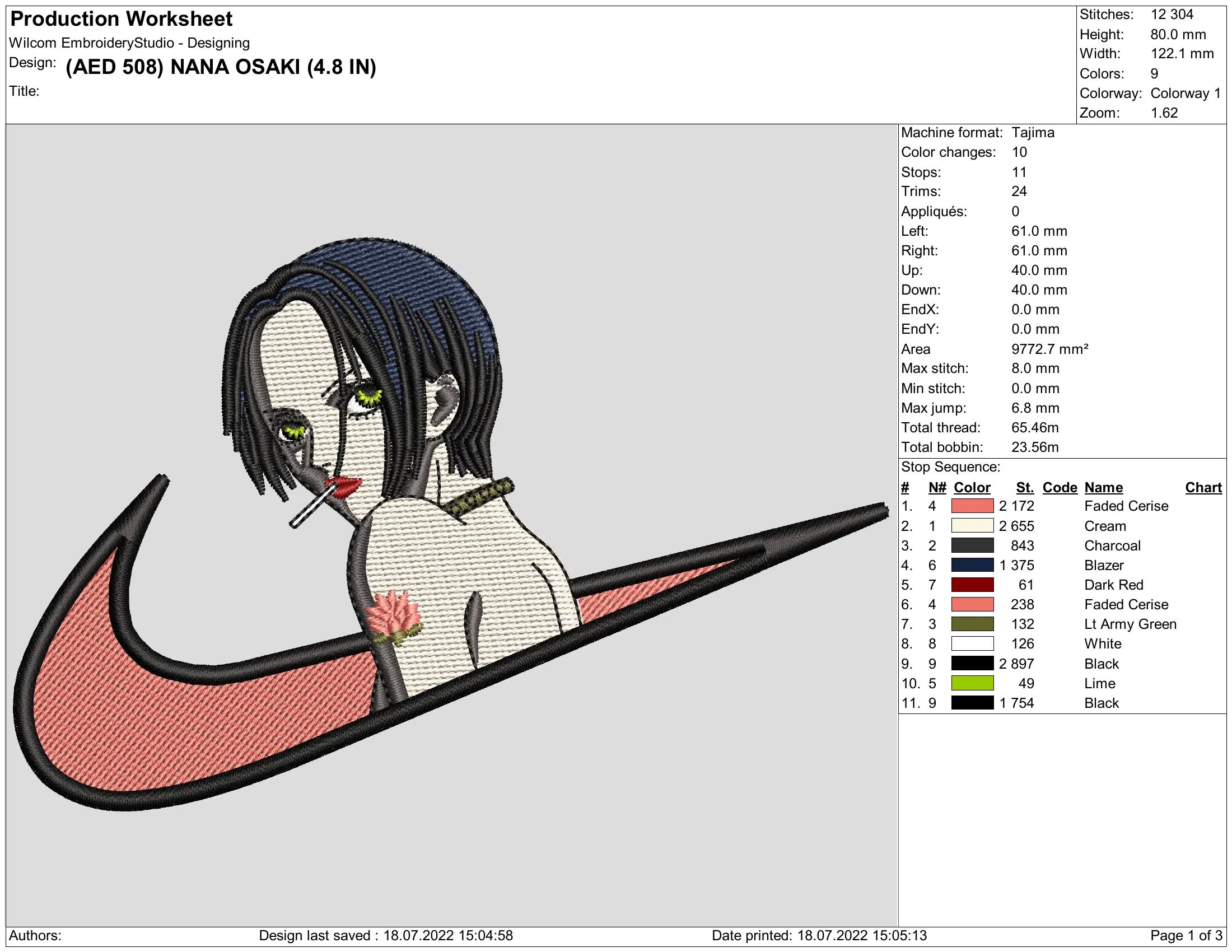Alternative view of  Embroidered Anime Girl on Logo 