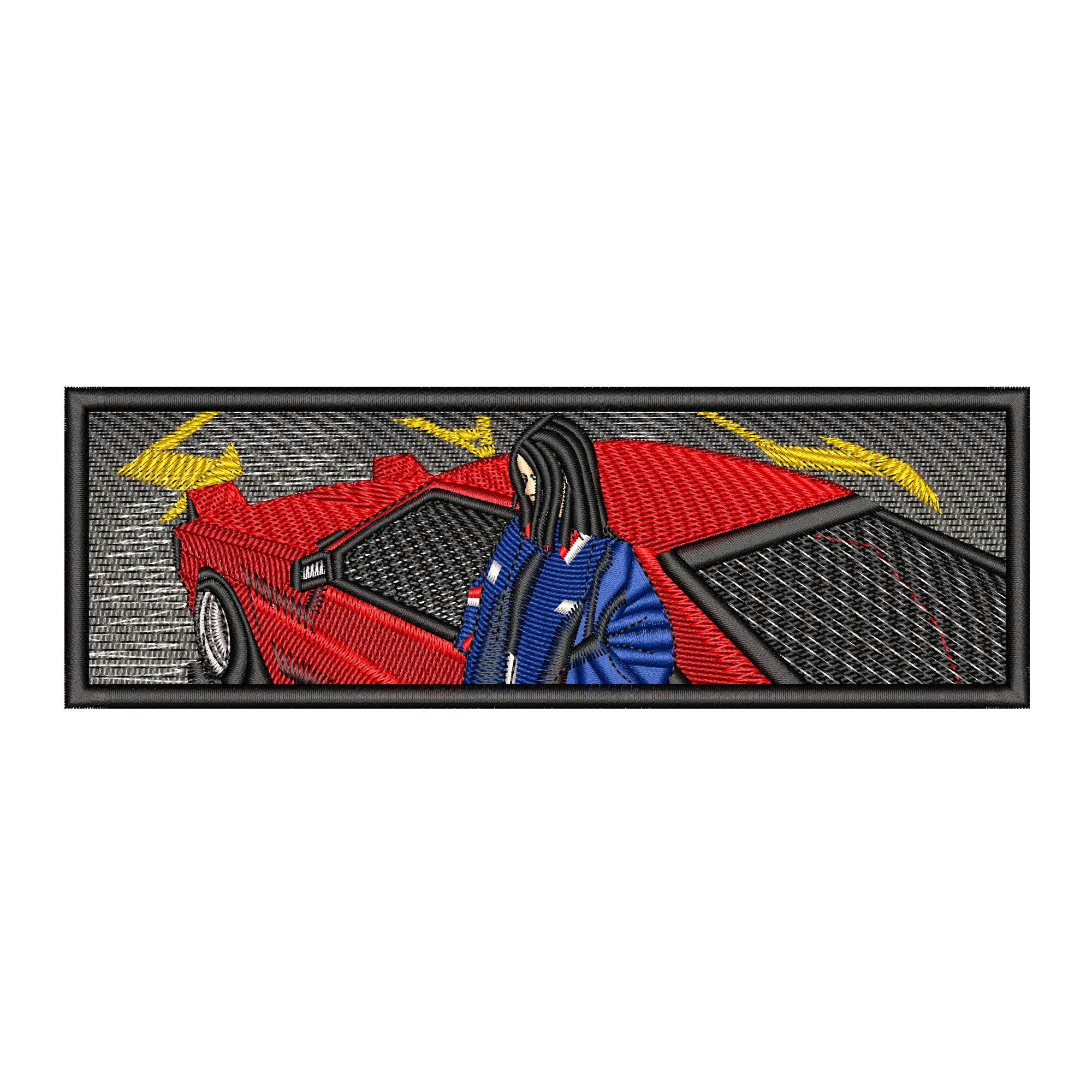 Alternative view of  Embroidered Racing Car Scene 