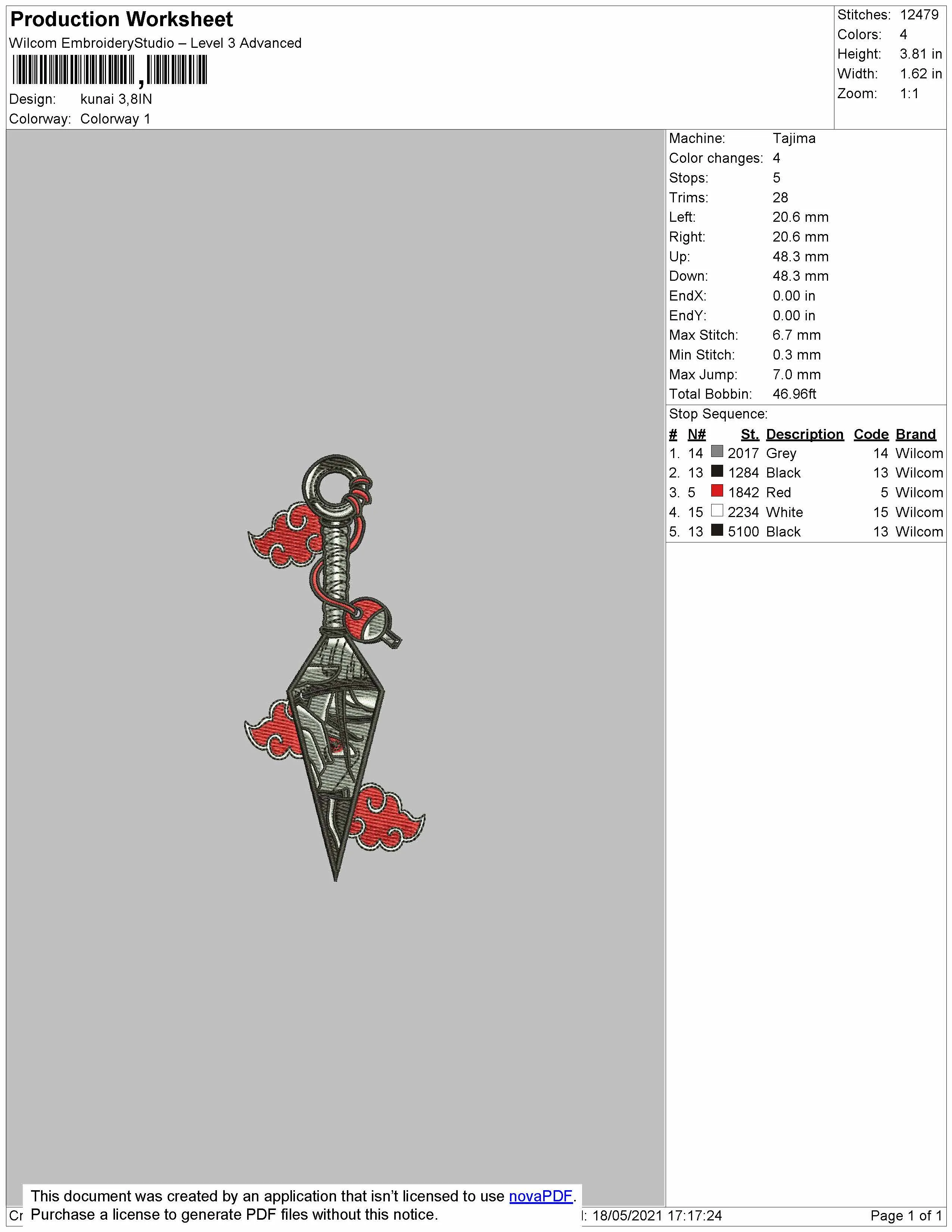 Alternative view of  Kunai Embroidery Design 