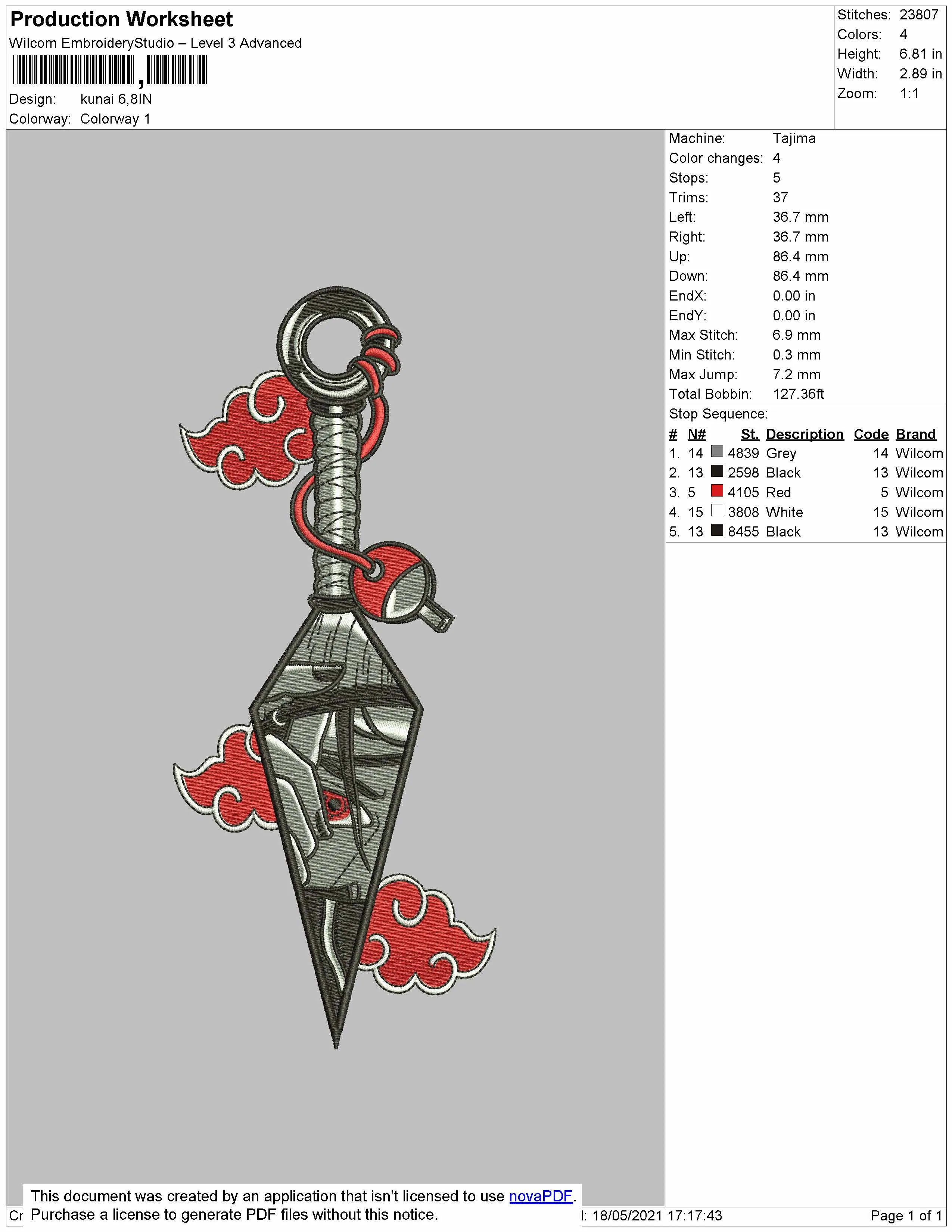 Alternative view of  Kunai Embroidery Design 