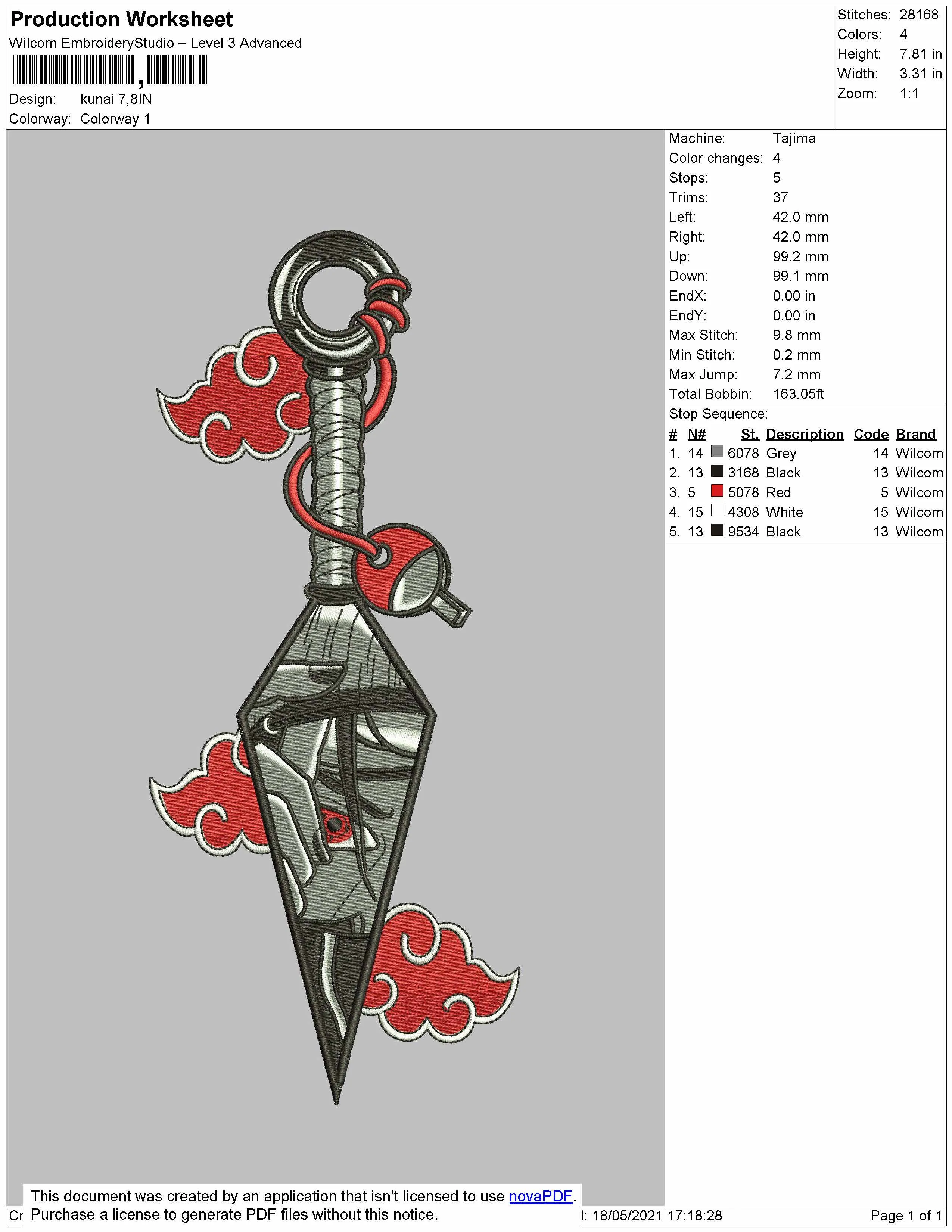 Alternative view of  Kunai Embroidery Design 