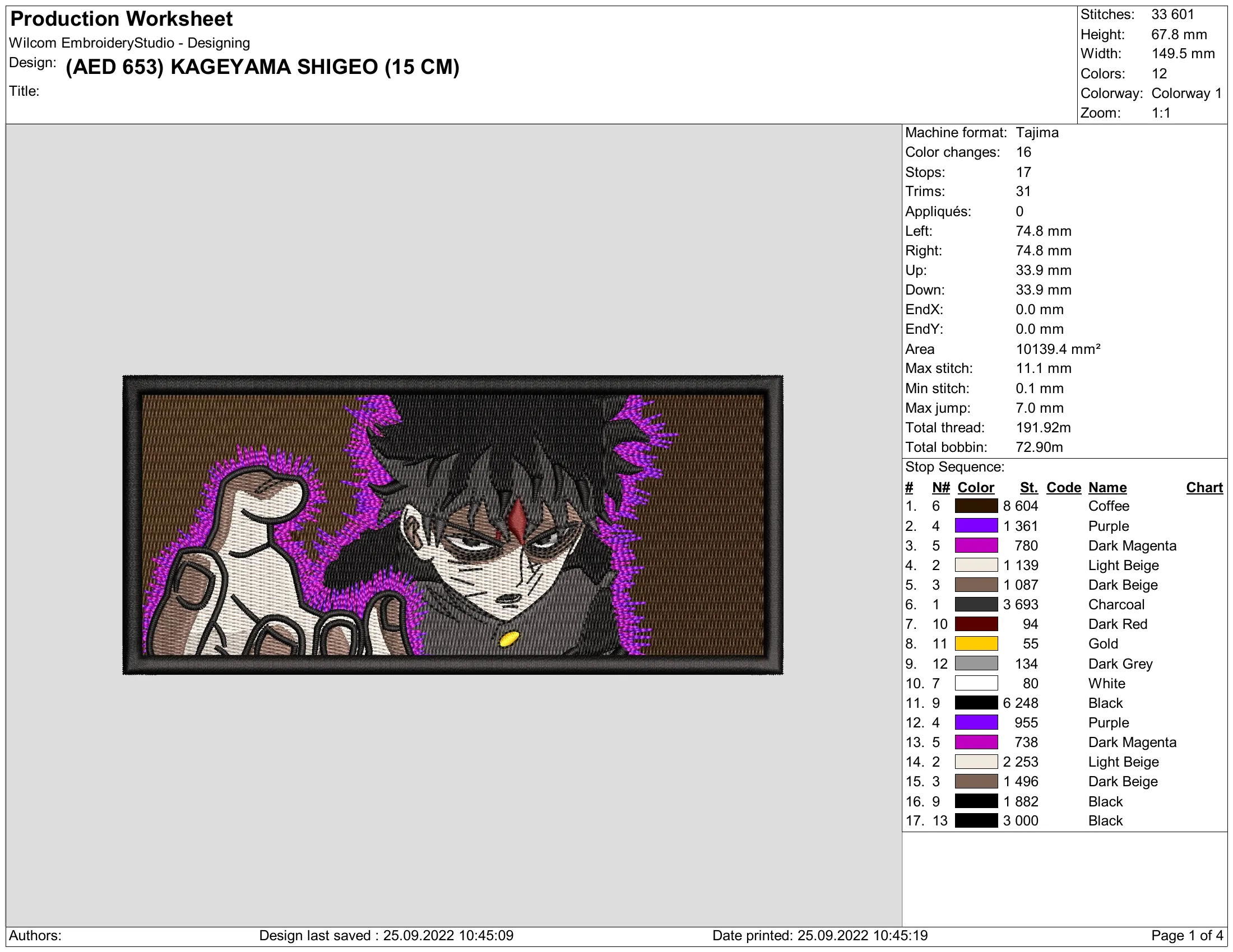 Alternative view of  Embroidered Anime Character Shigeo 