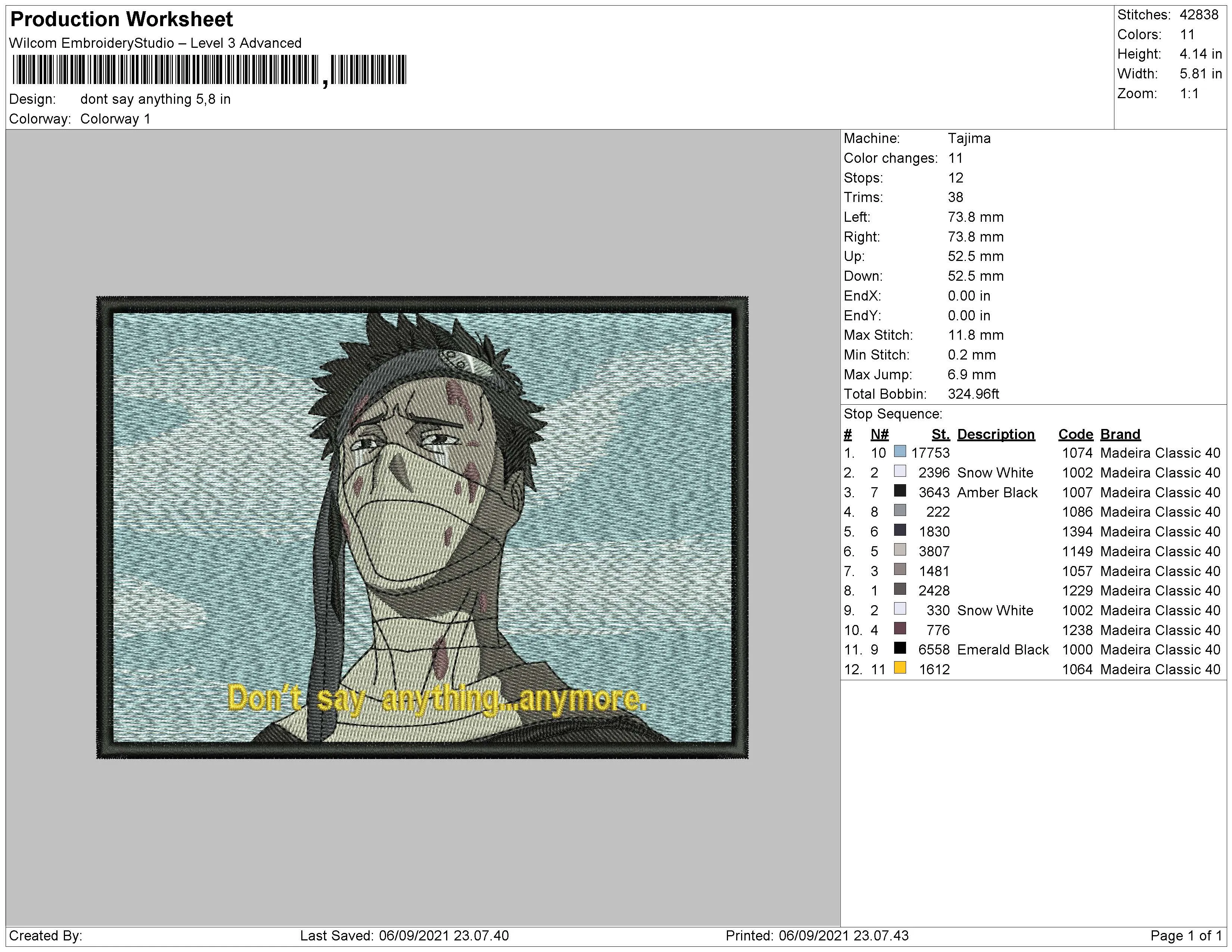 Alternative view of  Embroidered Naruto Shippuden Character 