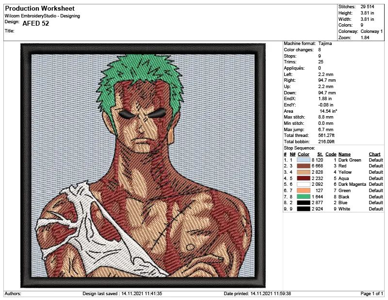 Alternative view of  Embroidered Anime Character Portrait 