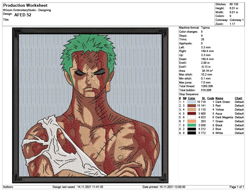 Alternative view of  Embroidered Anime Character Portrait 