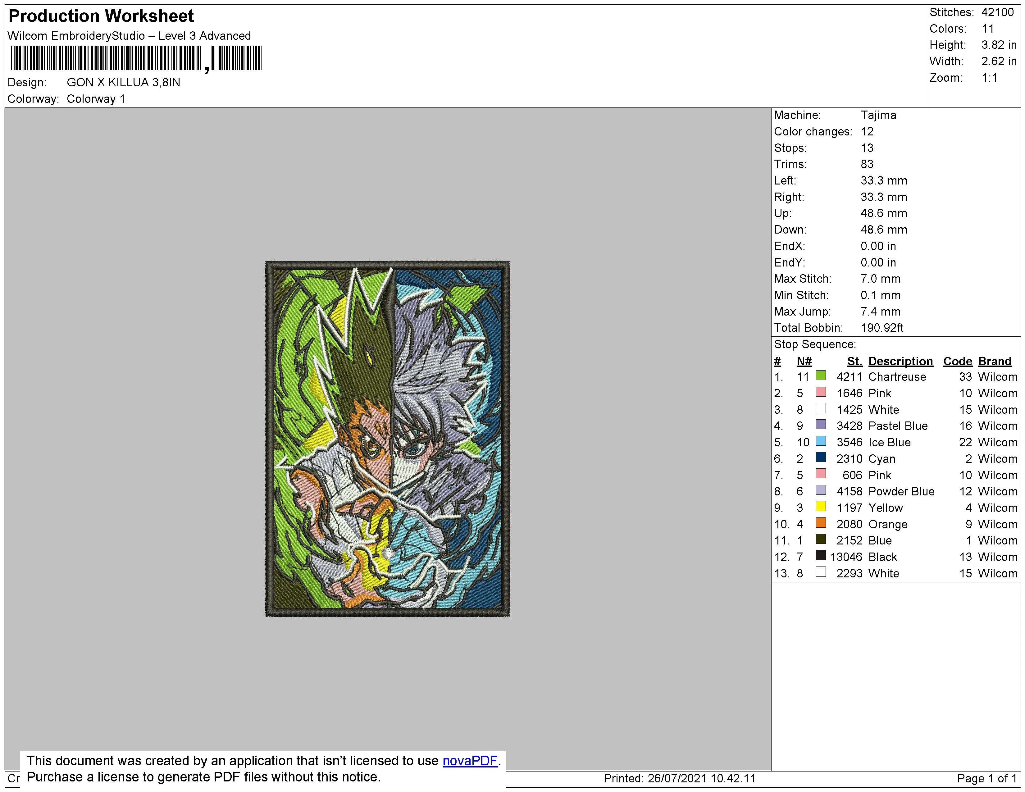 Alternative view of  Embroidered Anime Fusion Design 
