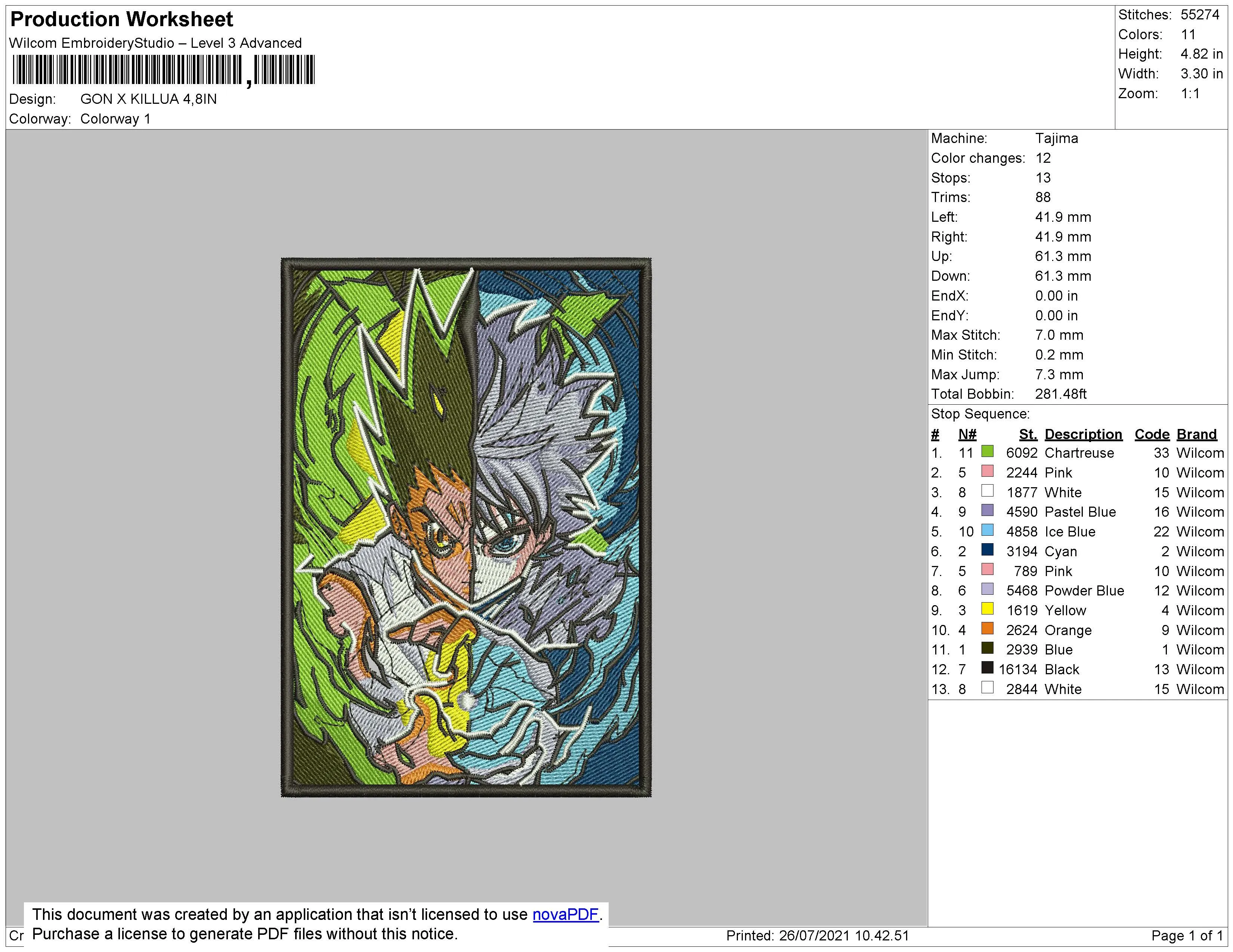 Alternative view of  Embroidered Anime Fusion Design 