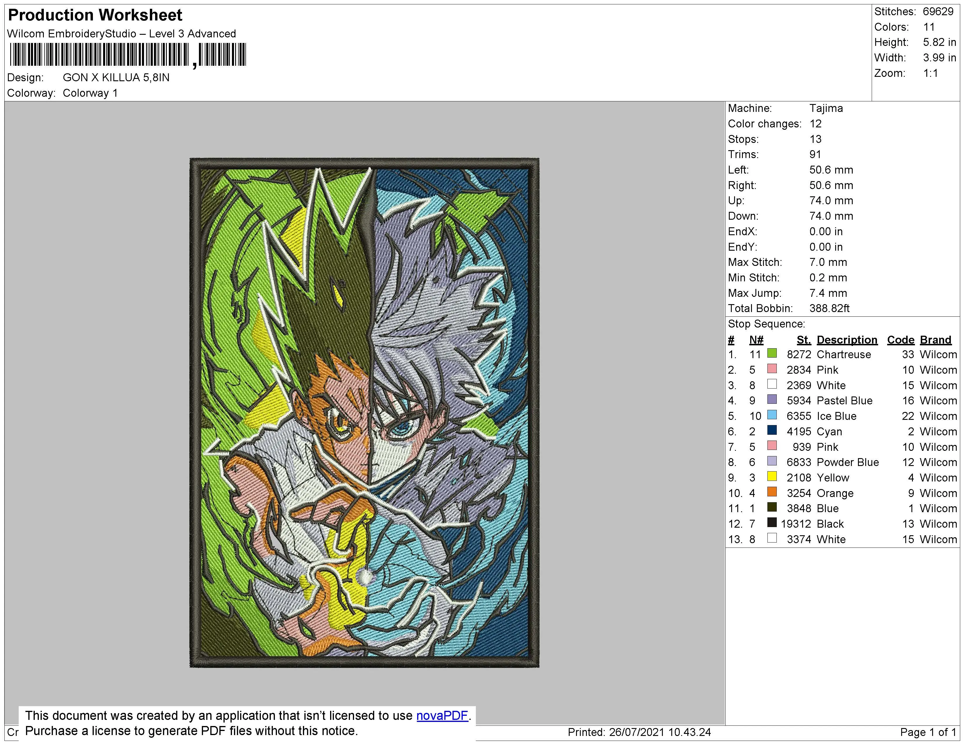 Alternative view of  Embroidered Anime Fusion Design 