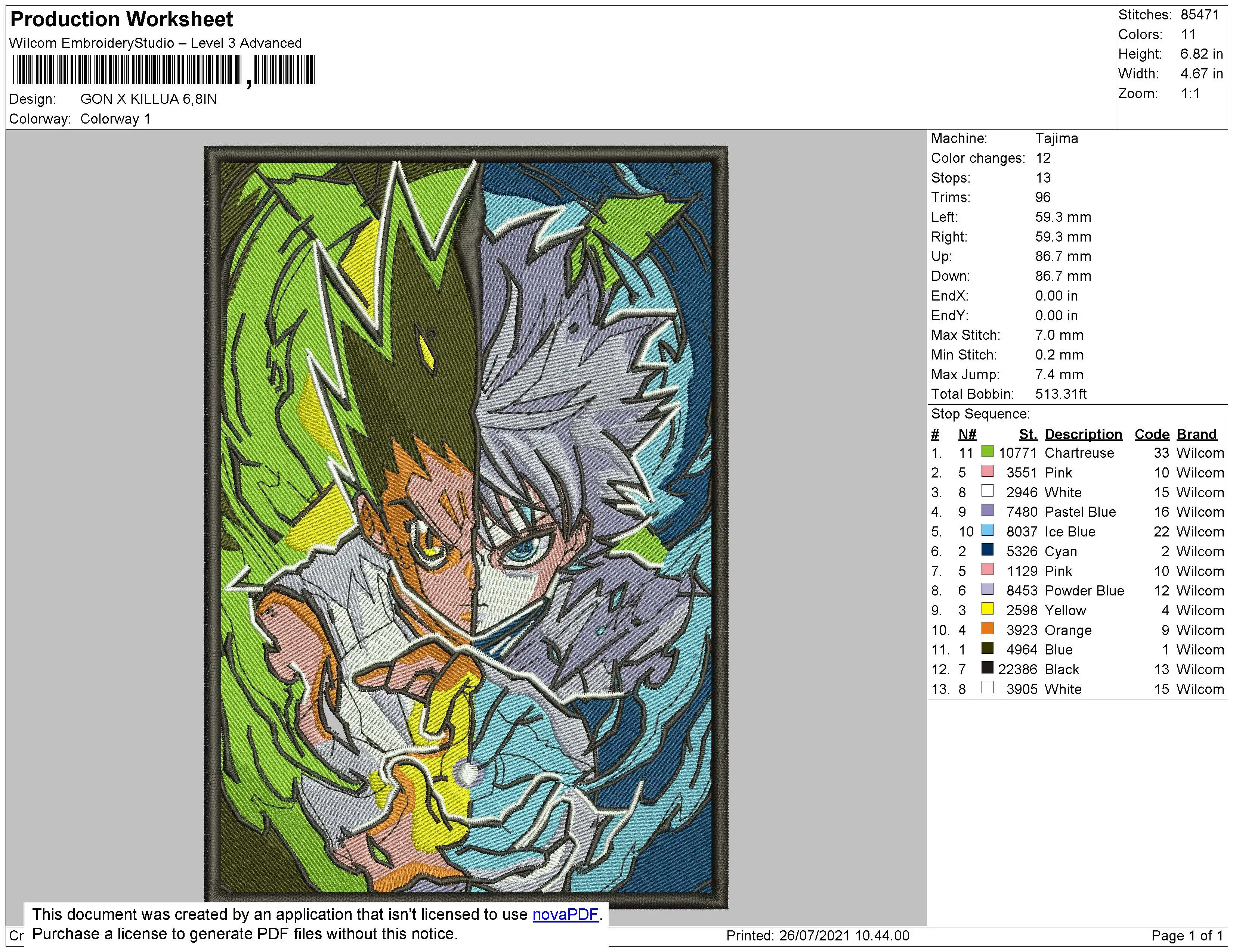 Alternative view of  Embroidered Anime Fusion Design 