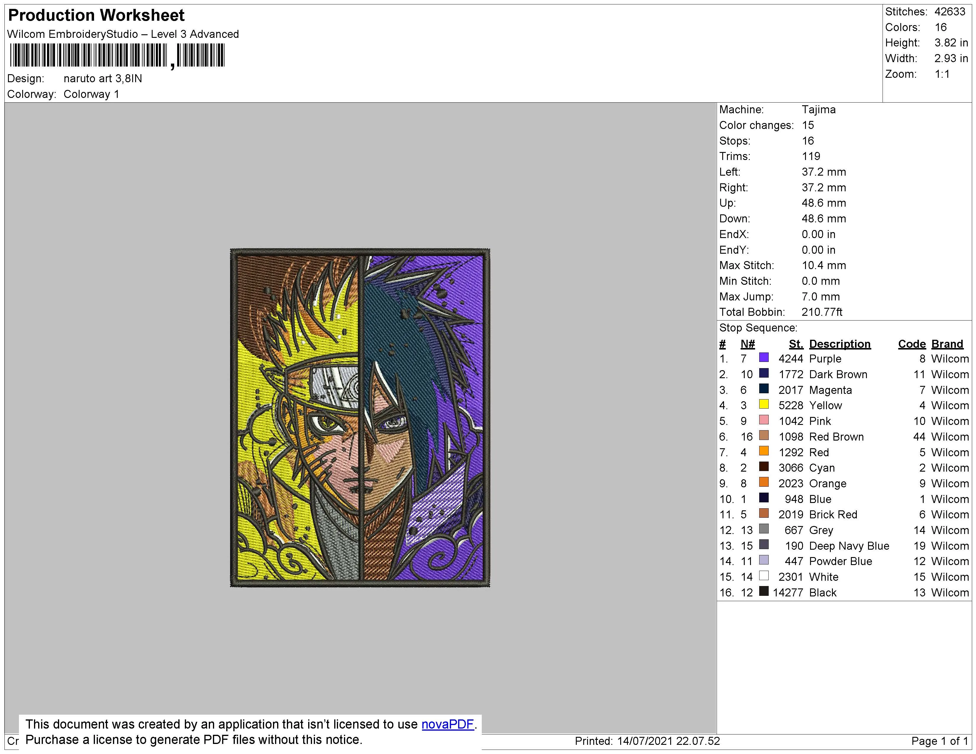Alternative view of  Naruto and Sasuke Embroidered Art 