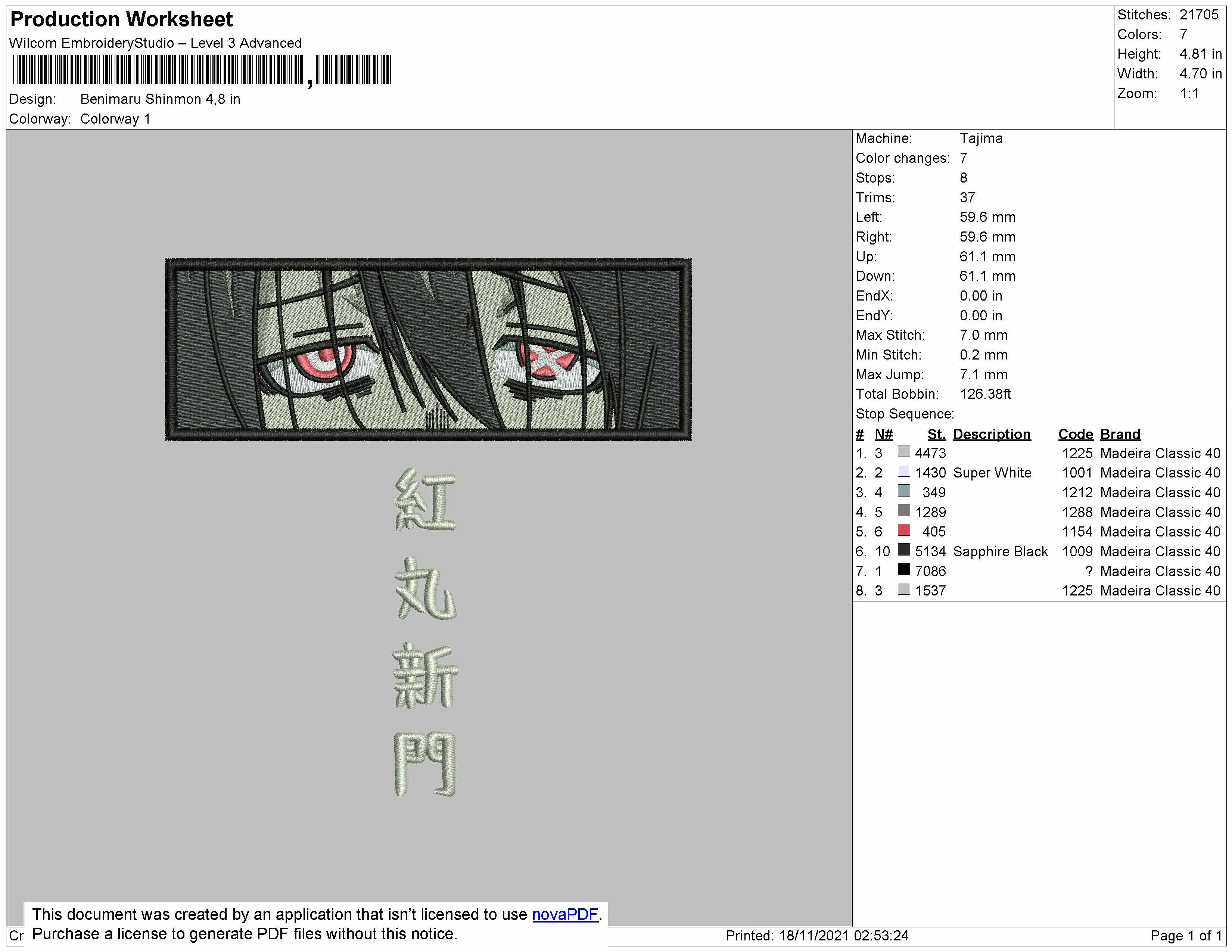 Alternative view of  Embroidered Anime Eyes Design 