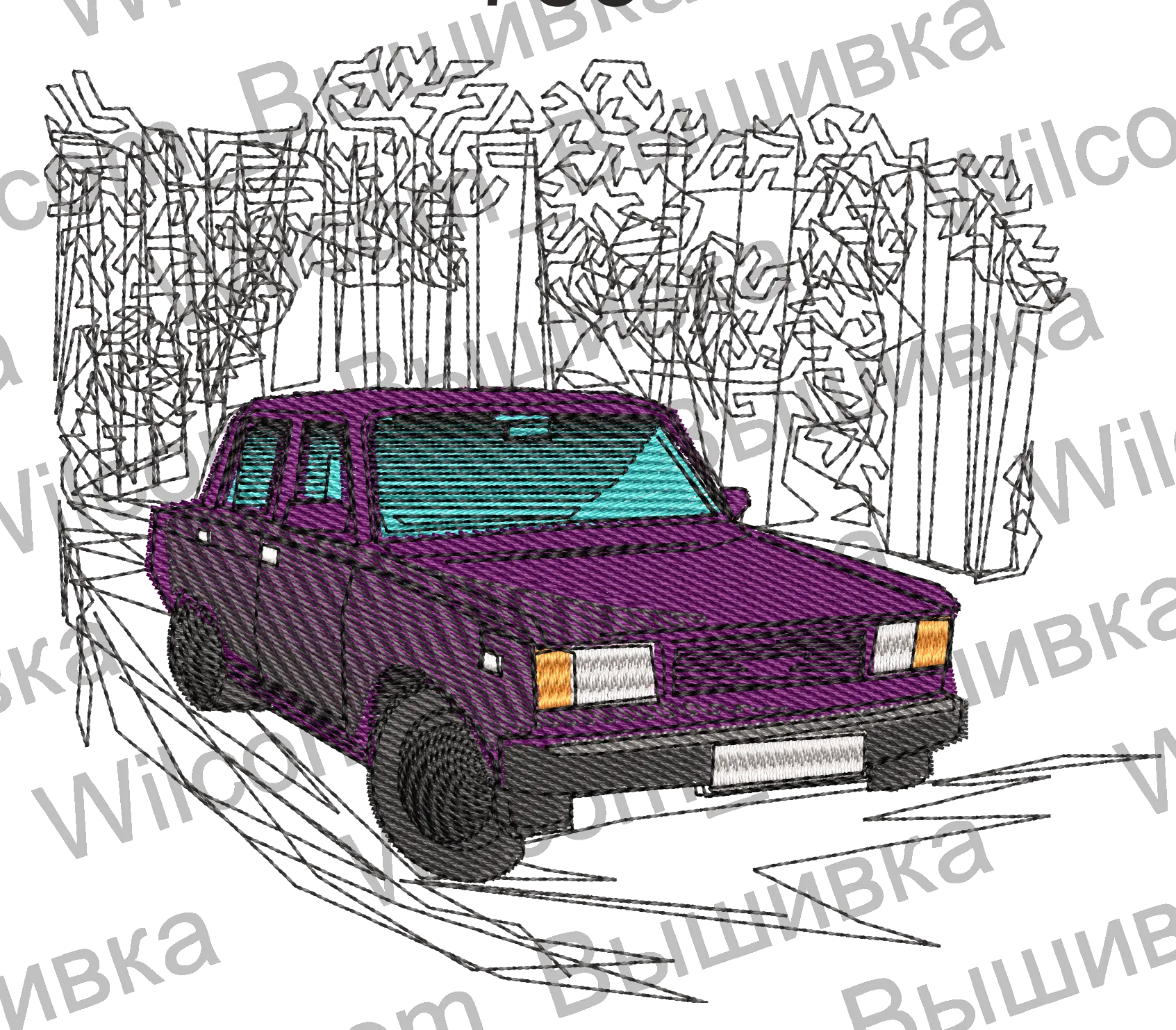 Alternative view of  Embroidered Classic Car Design 