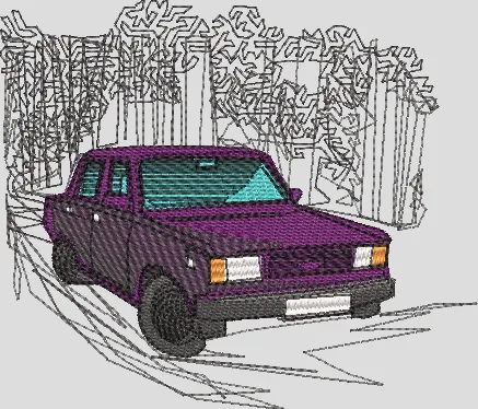 Alternative view of  Embroidered Classic Car Design 
