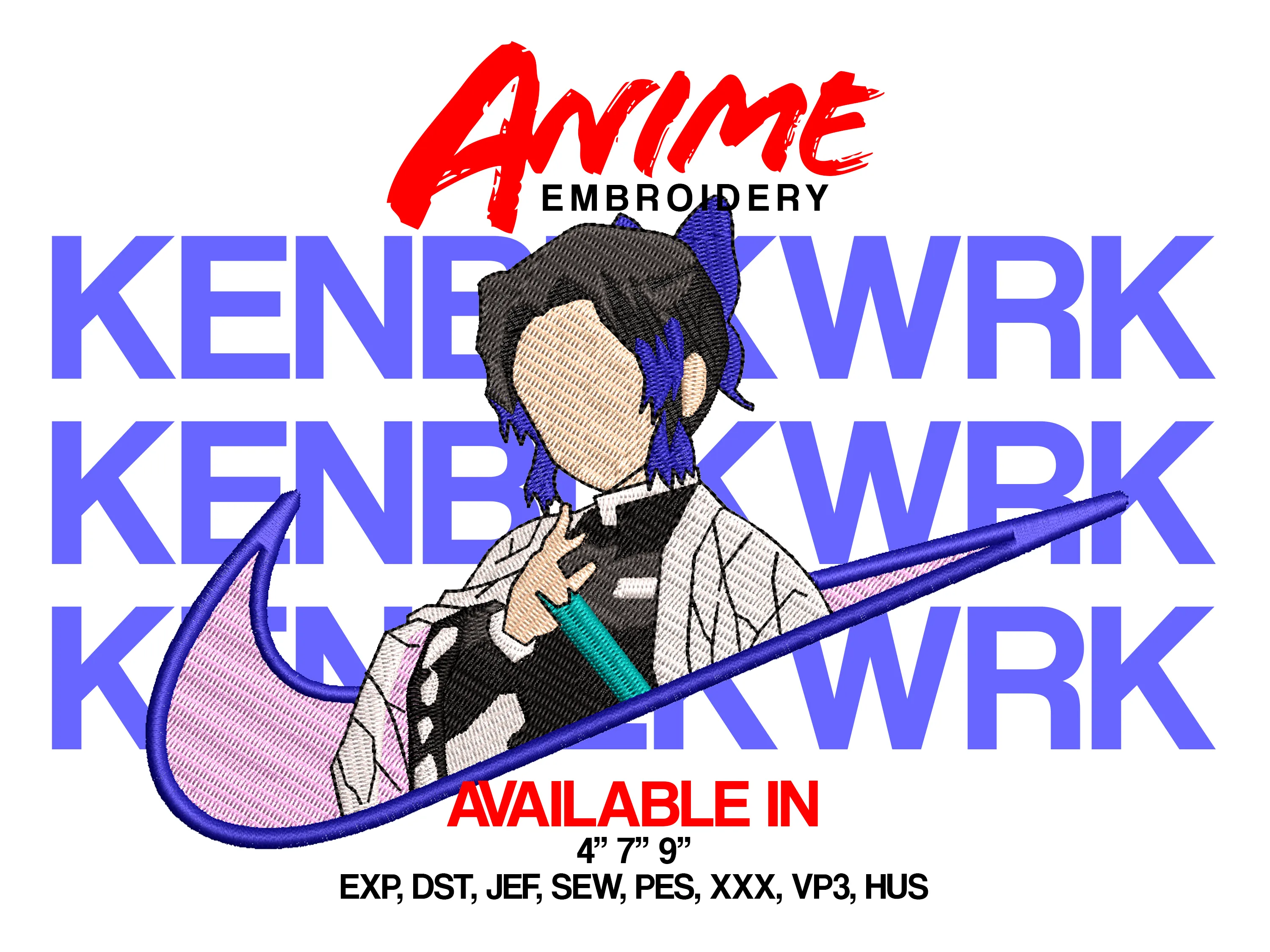 Alternative view of  Anime Character Embroidery Design 