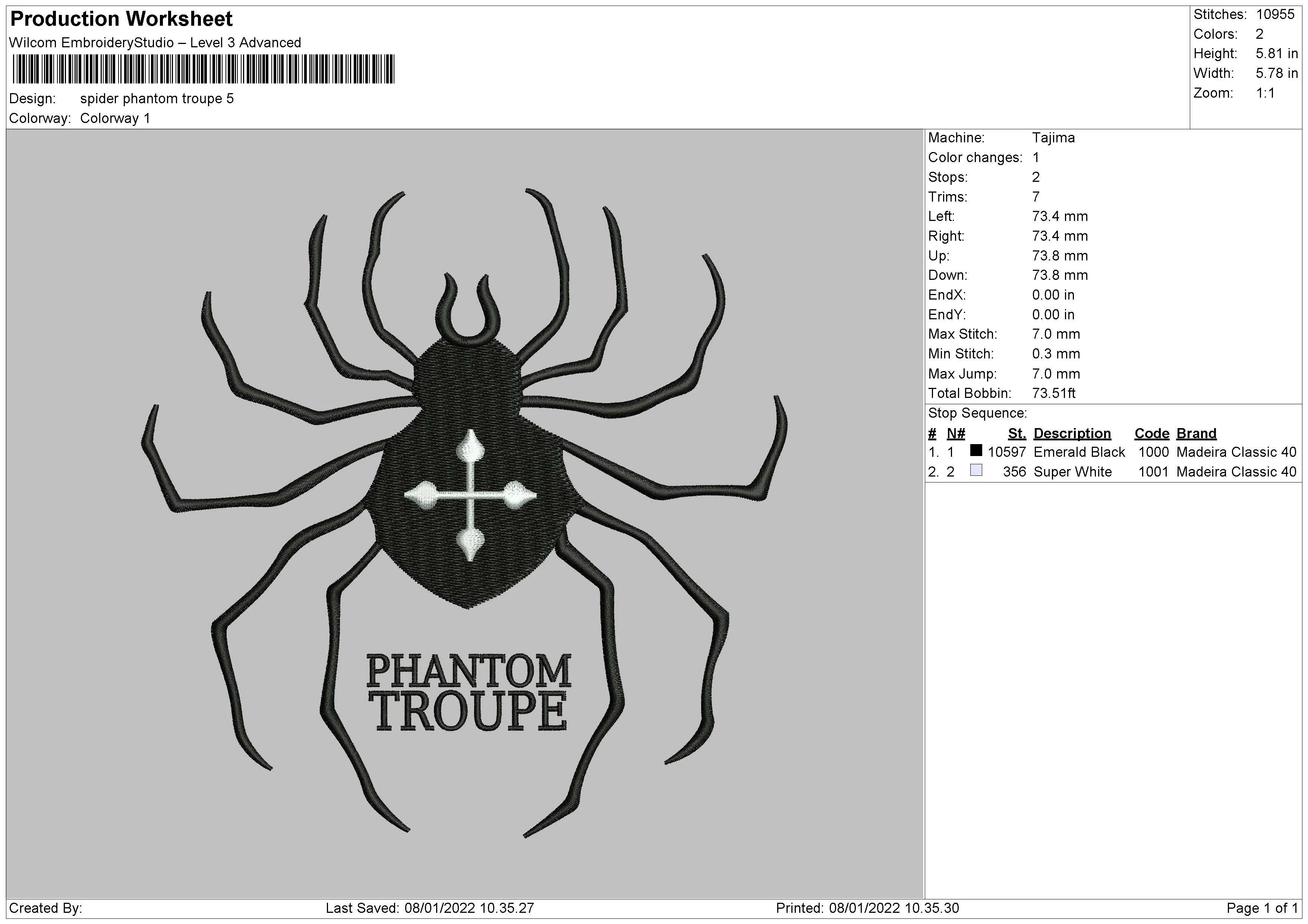 Alternative view of  Phantom Troupe Spider Embroidery 