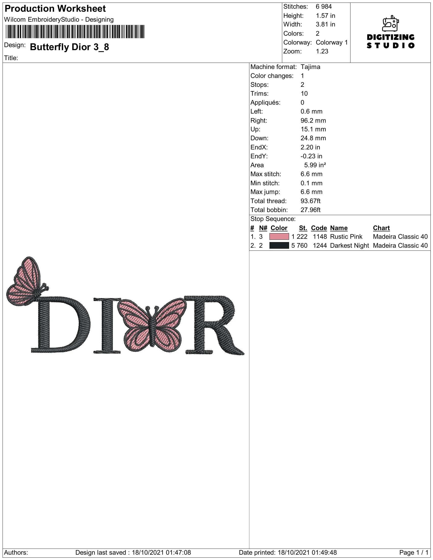 Alternative view of  Dior Butterfly Embroidered Logo 