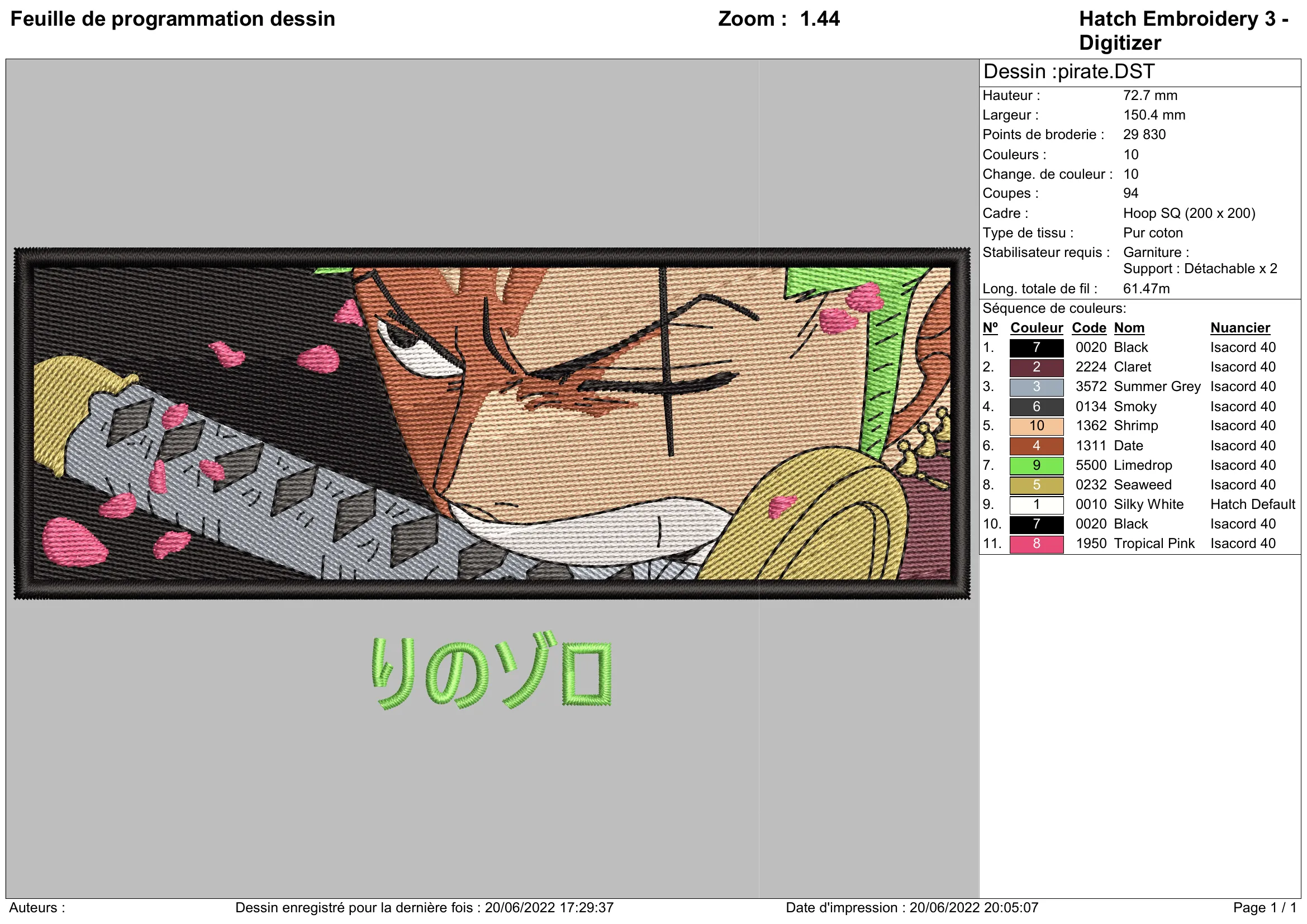 Alternative view of  Embroidered Anime Pirate Portrait 