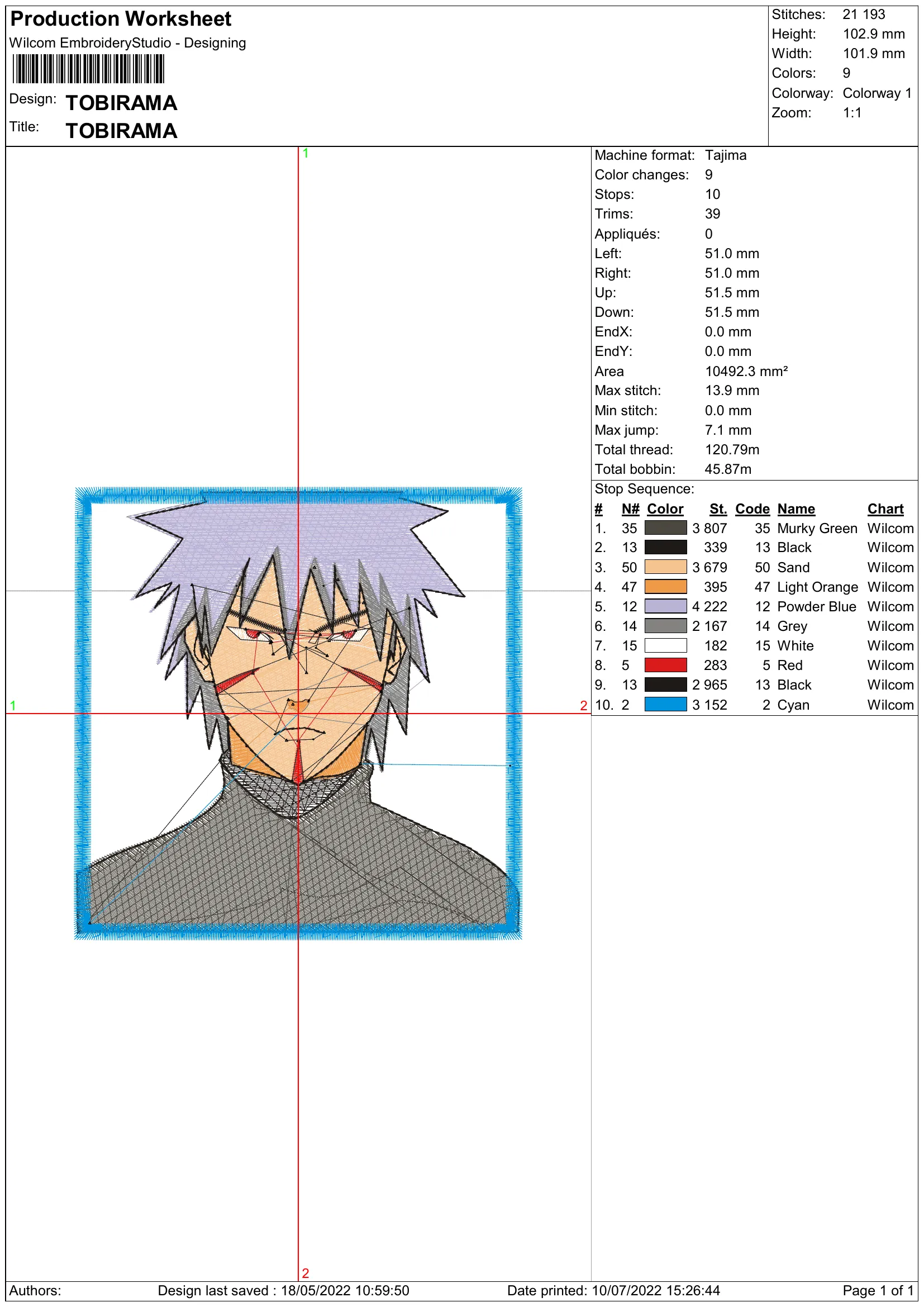 Alternative view of  Tobirama Embroidered Portrait 