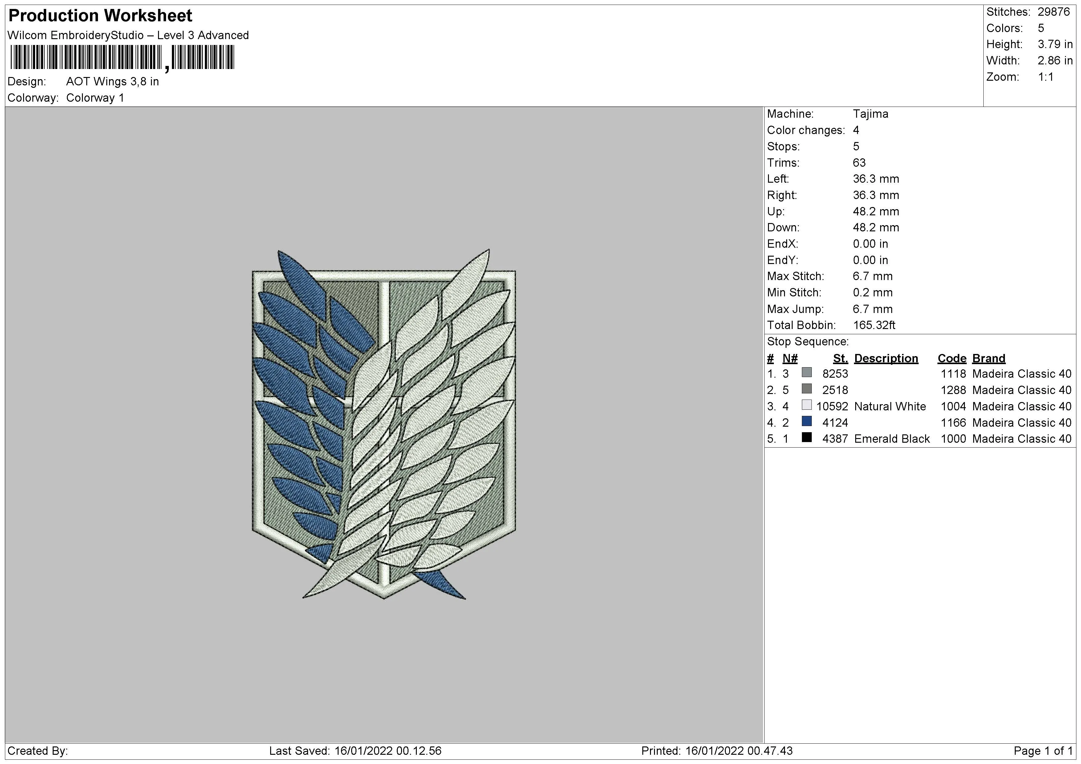 Alternative view of  Embroidered Survey Corps Wings 