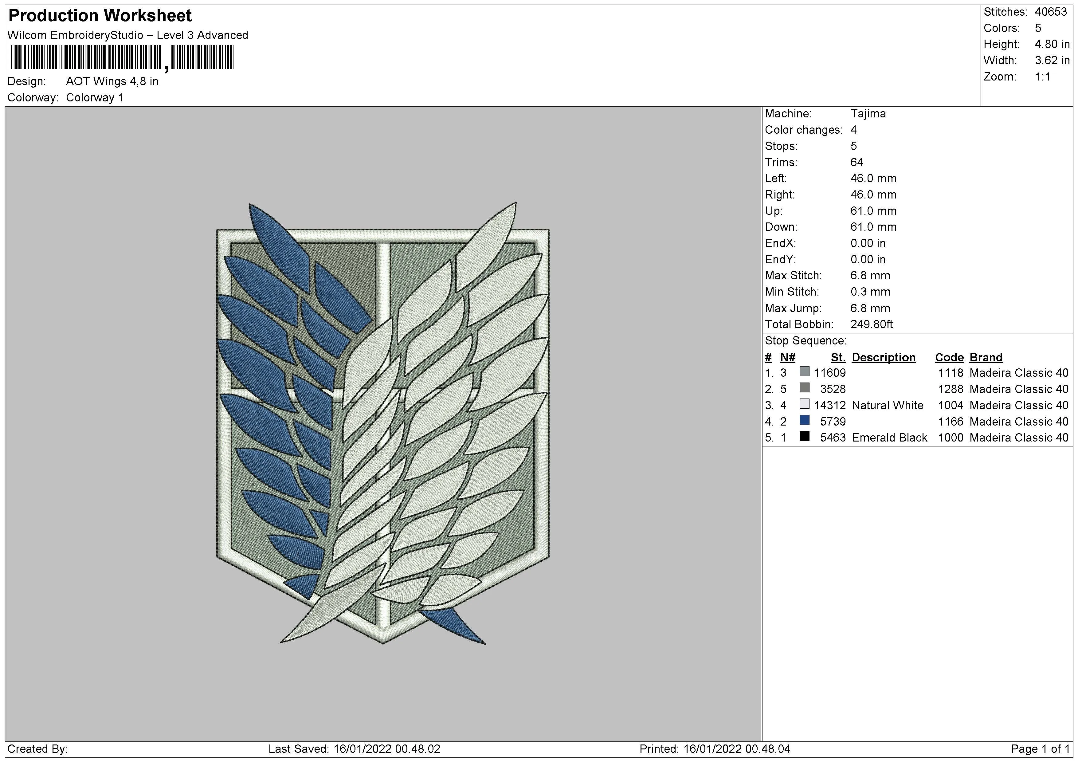 Alternative view of  Embroidered Survey Corps Wings 