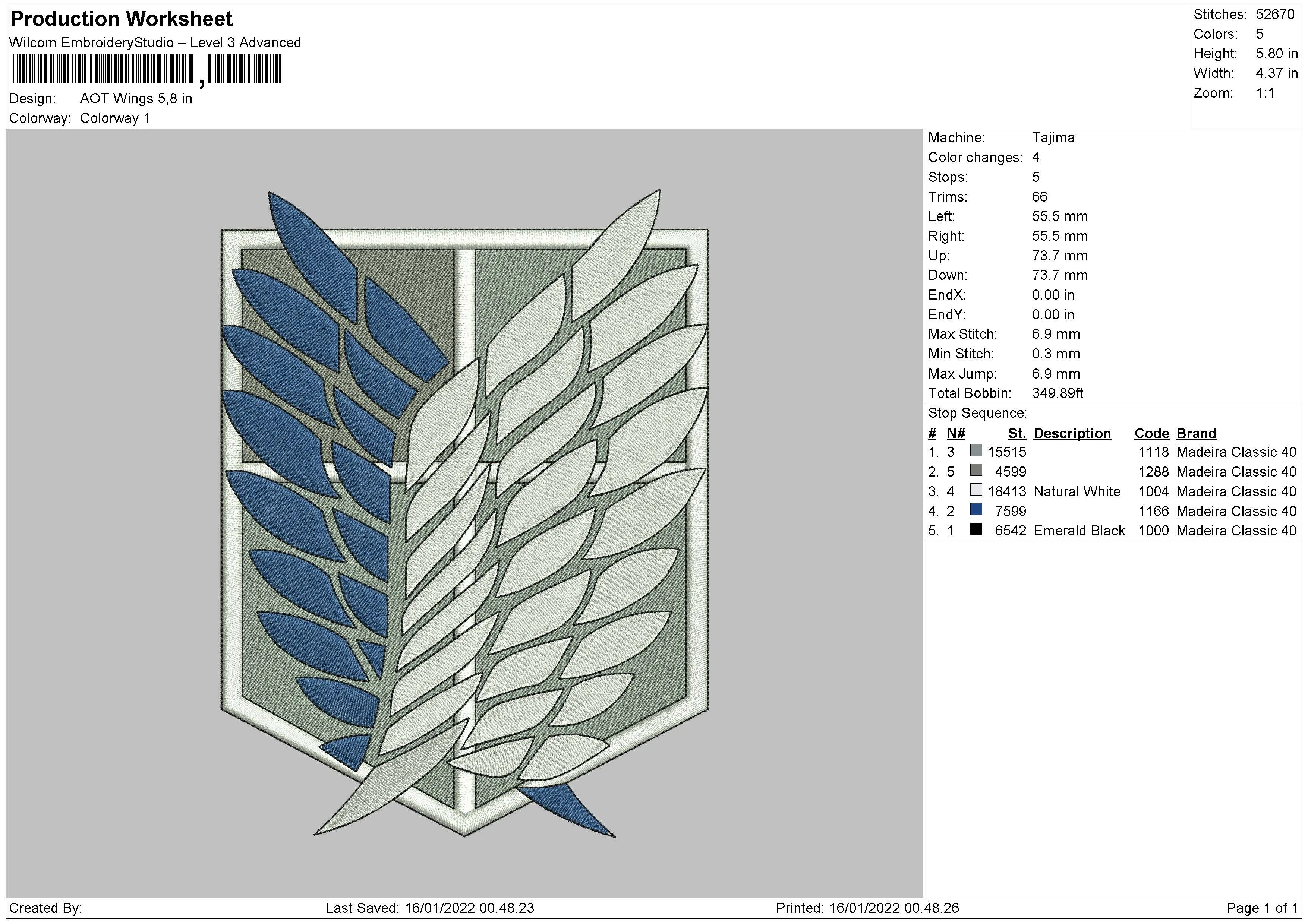 Alternative view of  Embroidered Survey Corps Wings 
