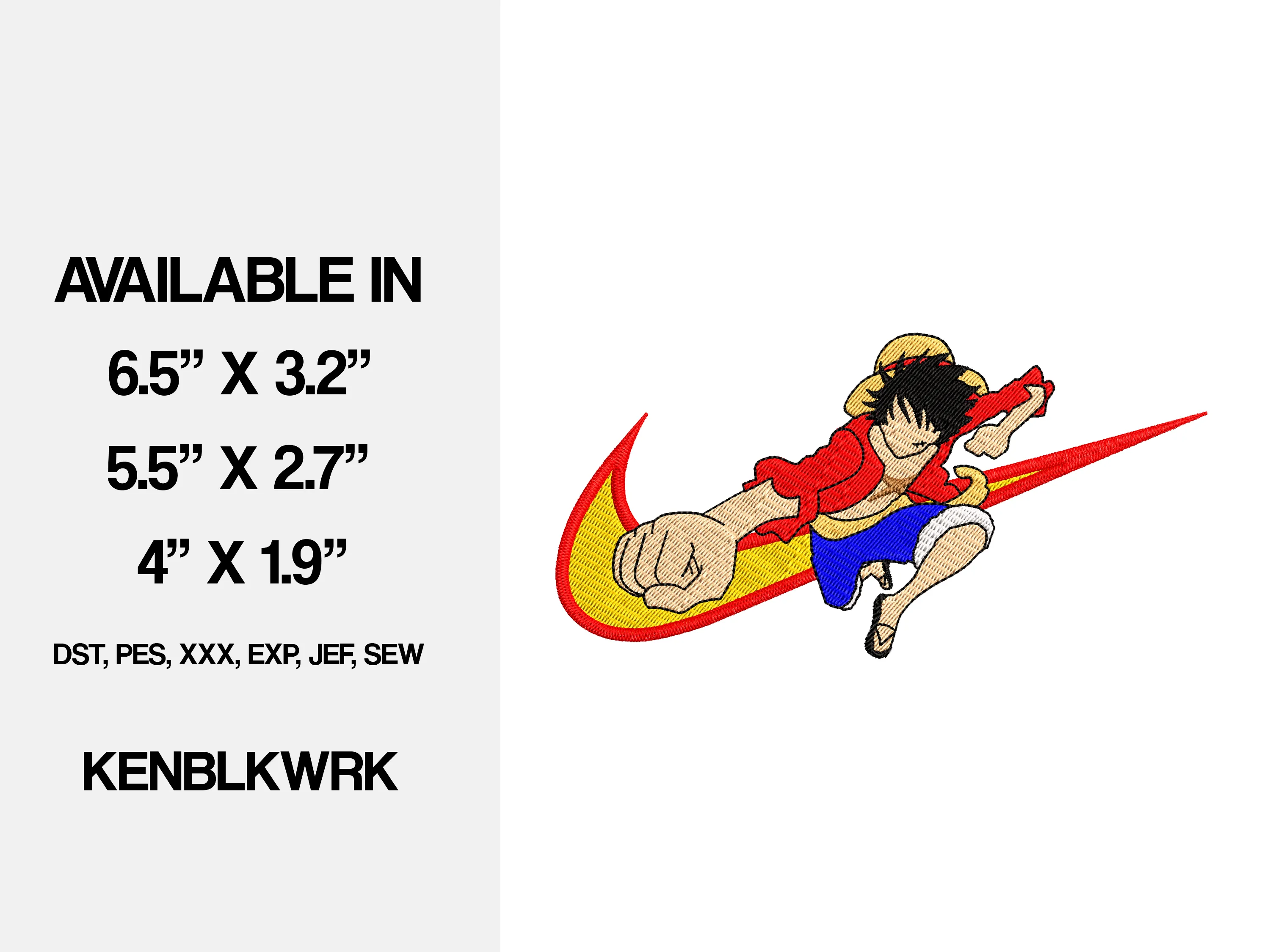 Alternative view of  Embroidered Luffy with Nike Swoosh 