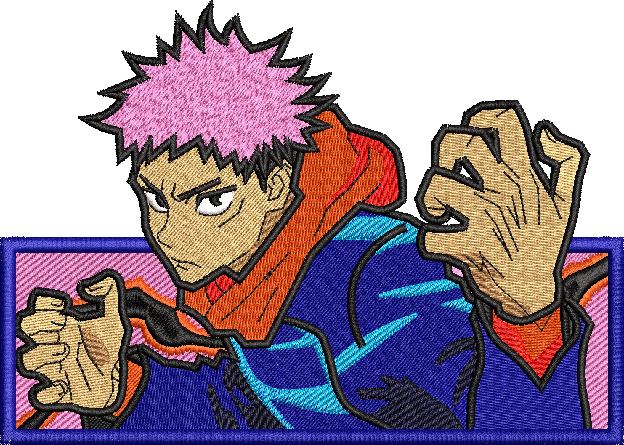 Alternative view of  Embroidered Anime Character in Action 