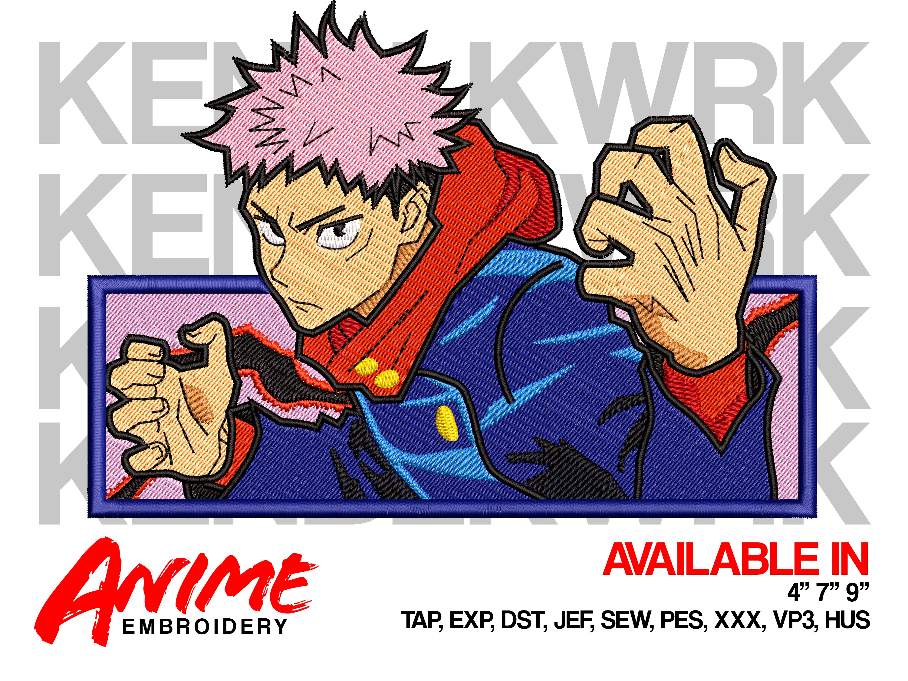 Alternative view of  Embroidered Anime Character in Action 
