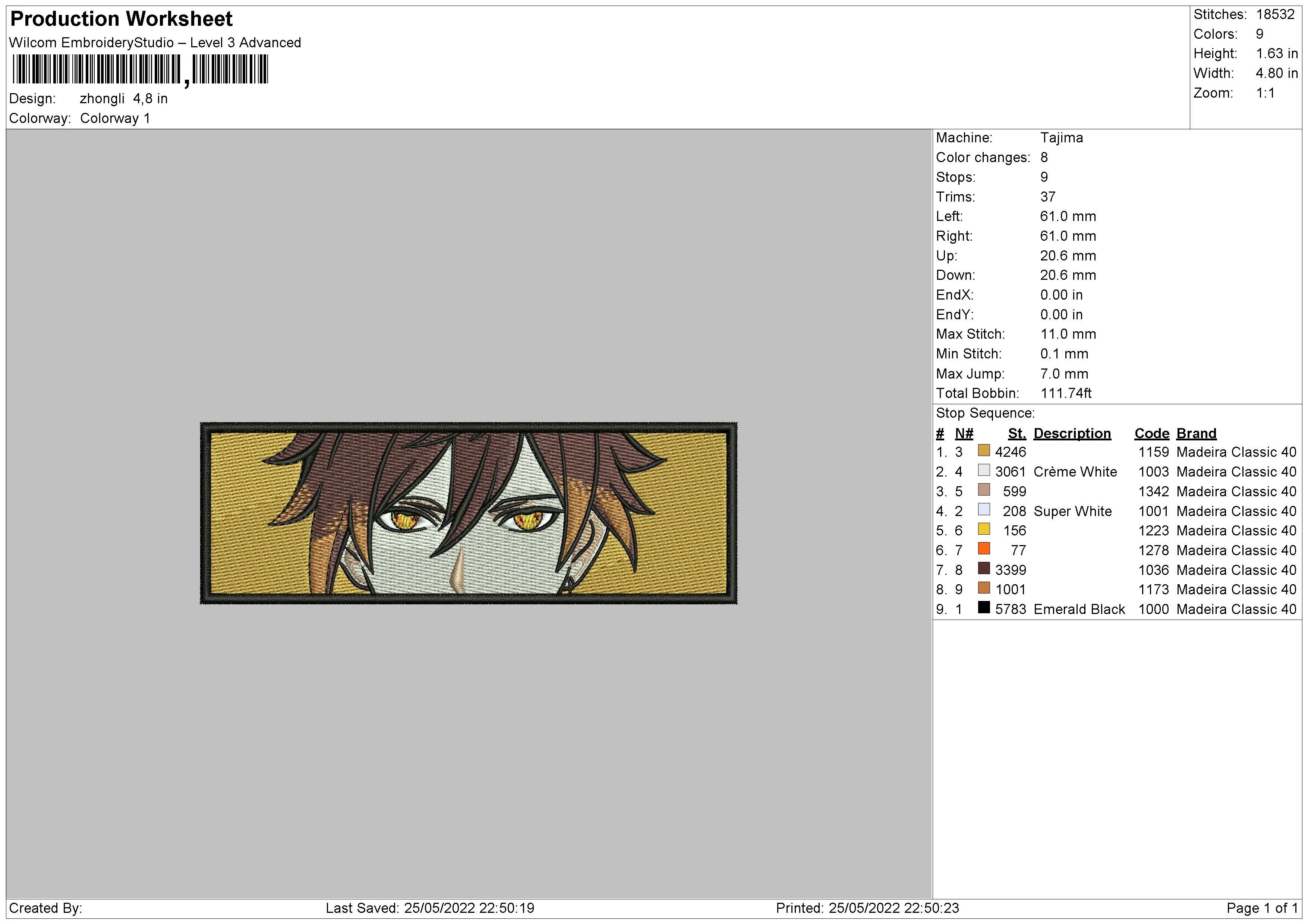Alternative view of  Embroidered Anime Character Eyes 