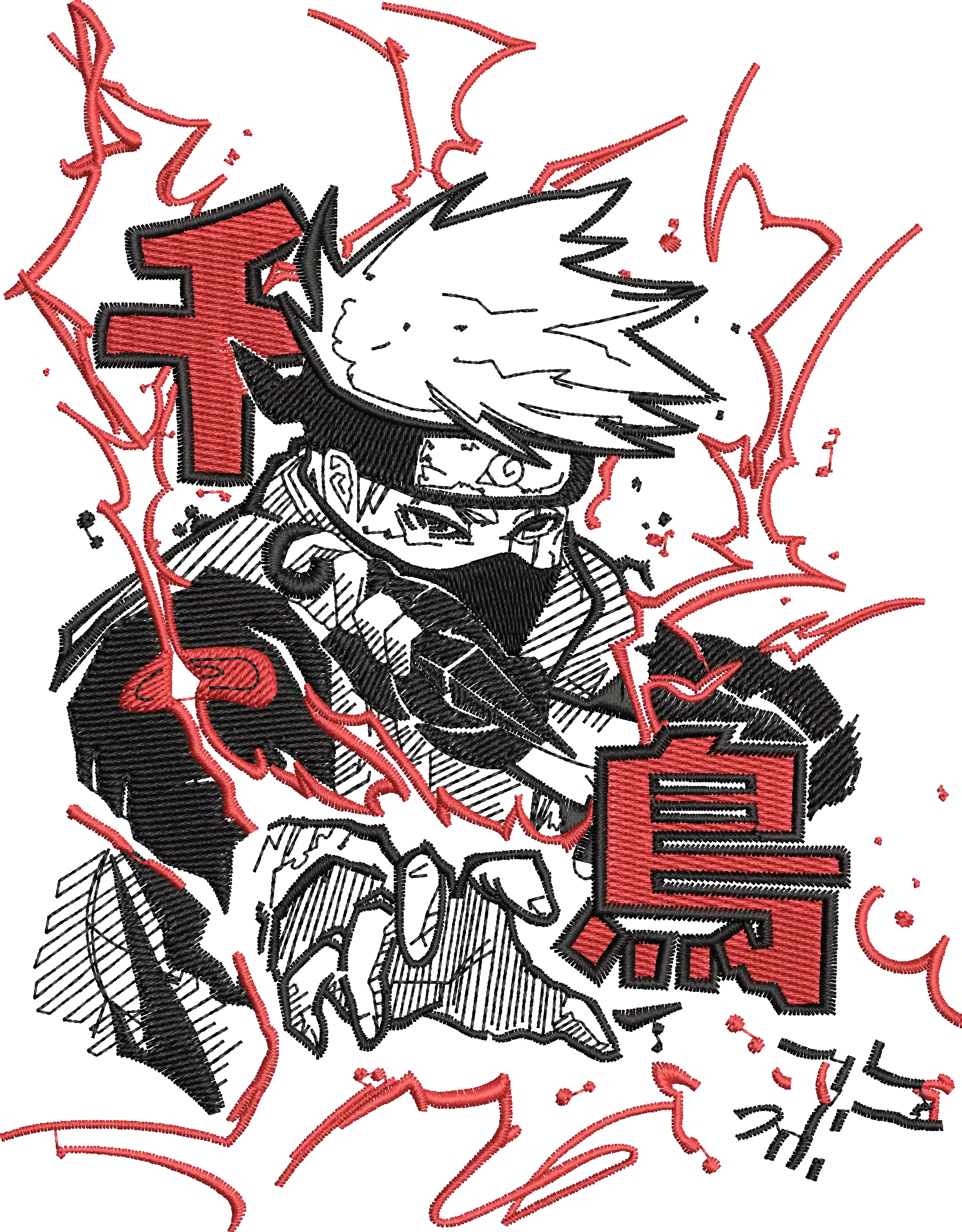 Alternative view of  Embroidered Anime Character Design 