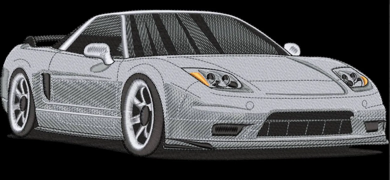 Alternative view of  Sleek Silver Sports Car Embroidery 