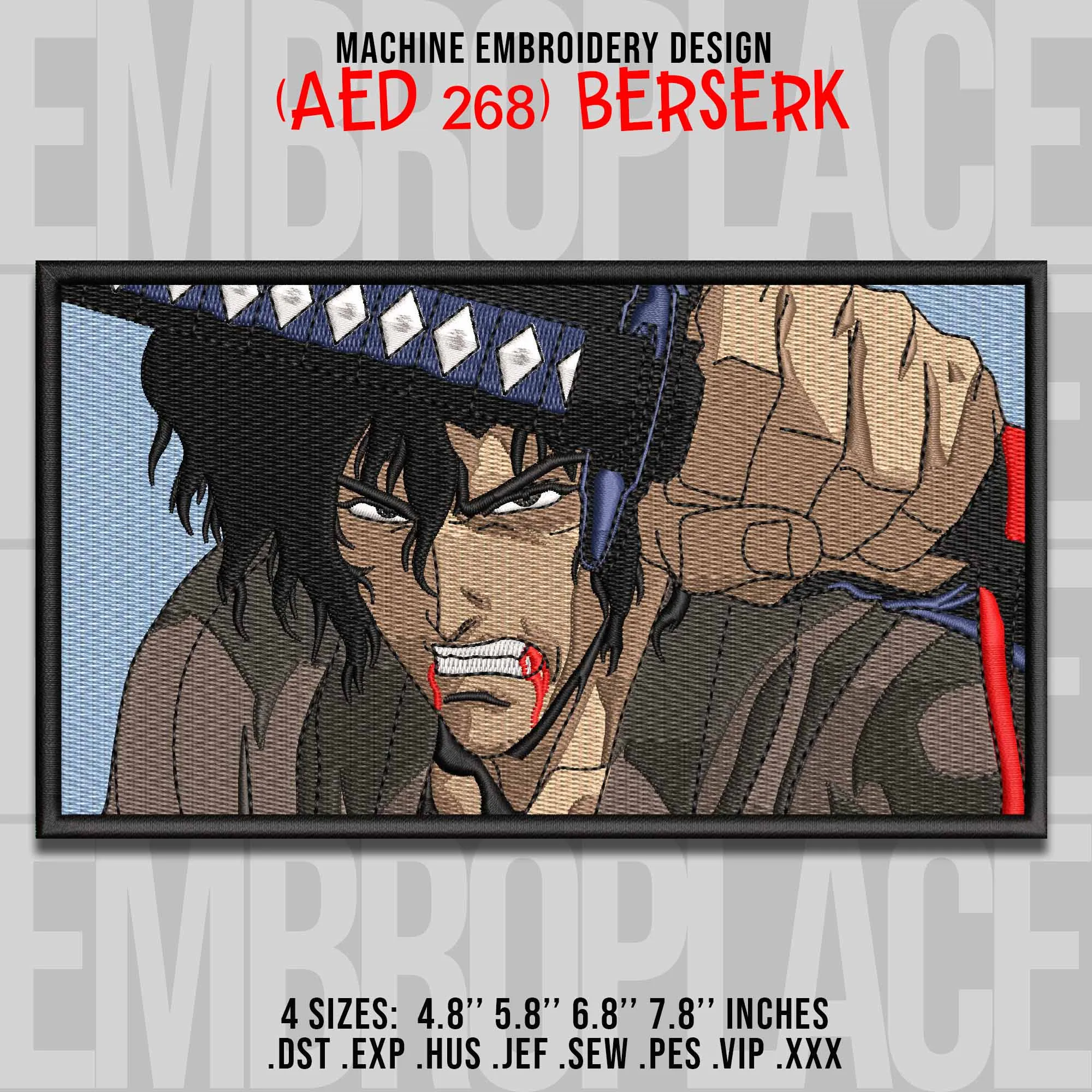 Alternative view of  Embroidered Anime Warrior Portrait 
