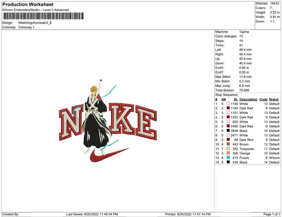 Alternative view of  Ichigo Kurosaki Embroidered Design 
