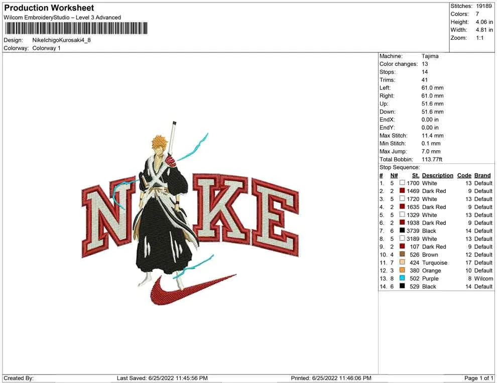 Alternative view of  Ichigo Kurosaki Embroidered Design 
