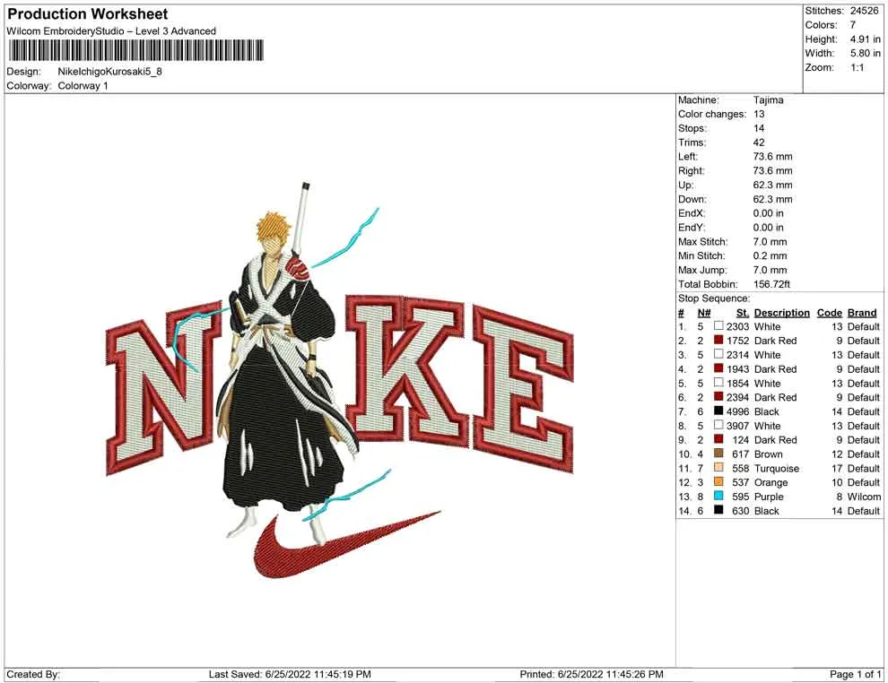 Alternative view of  Ichigo Kurosaki Embroidered Design 