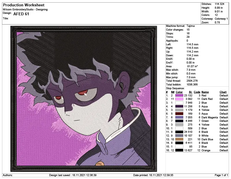 Alternative view of  AFED 611 Embroidered Anime Character 