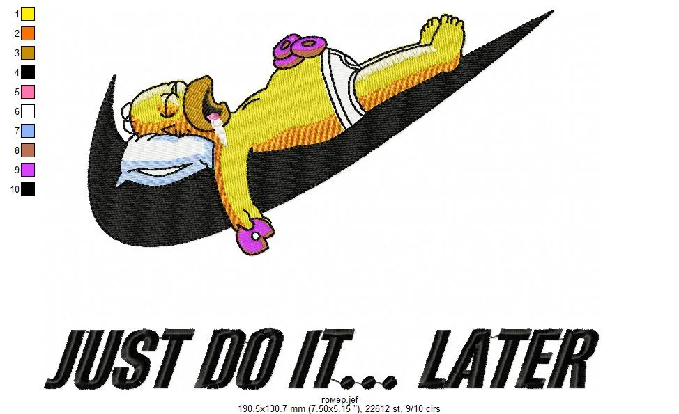 Alternative view of  Homer Simpson Embroidery Design 