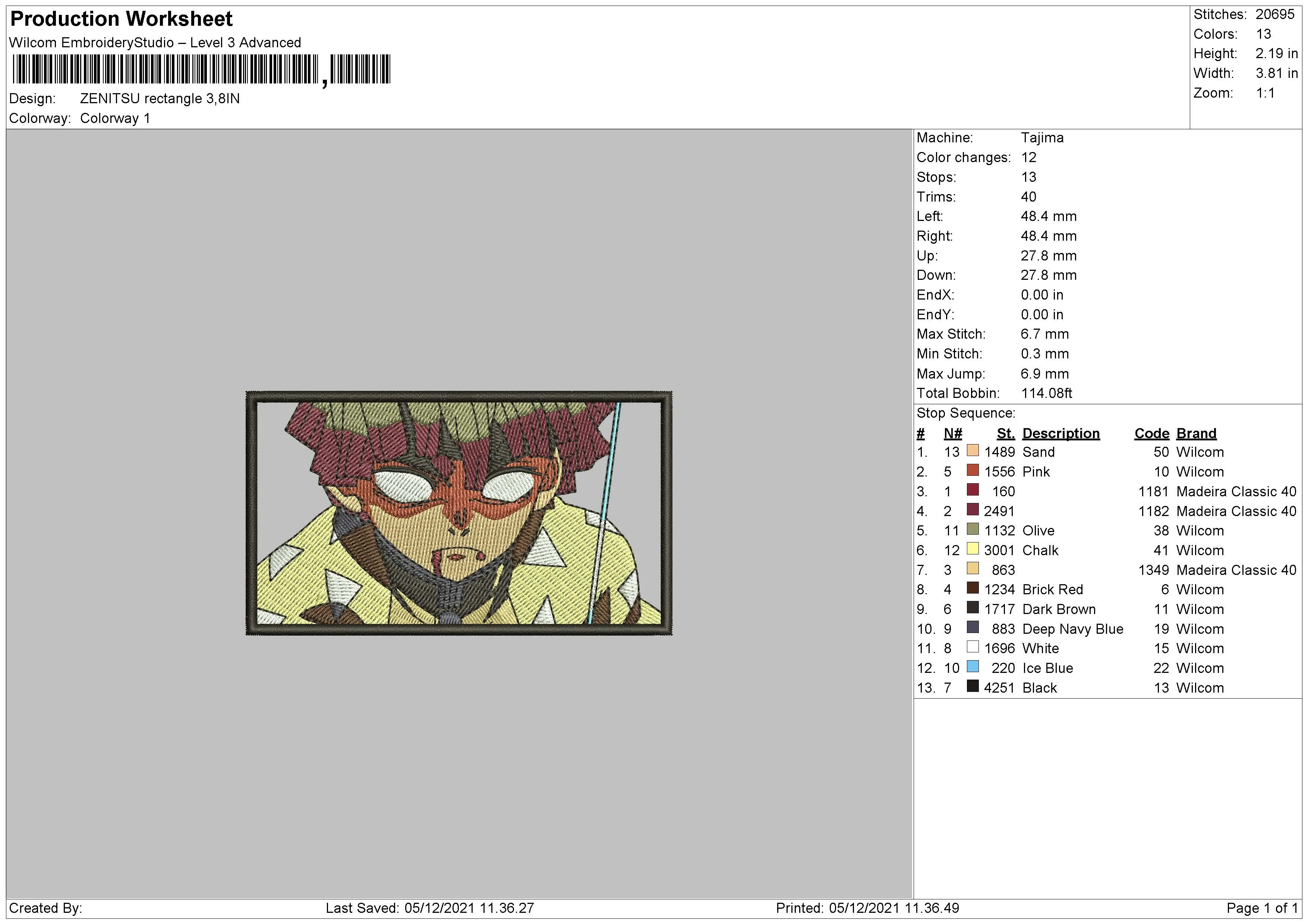 Alternative view of  Embroidered Anime Character Design 