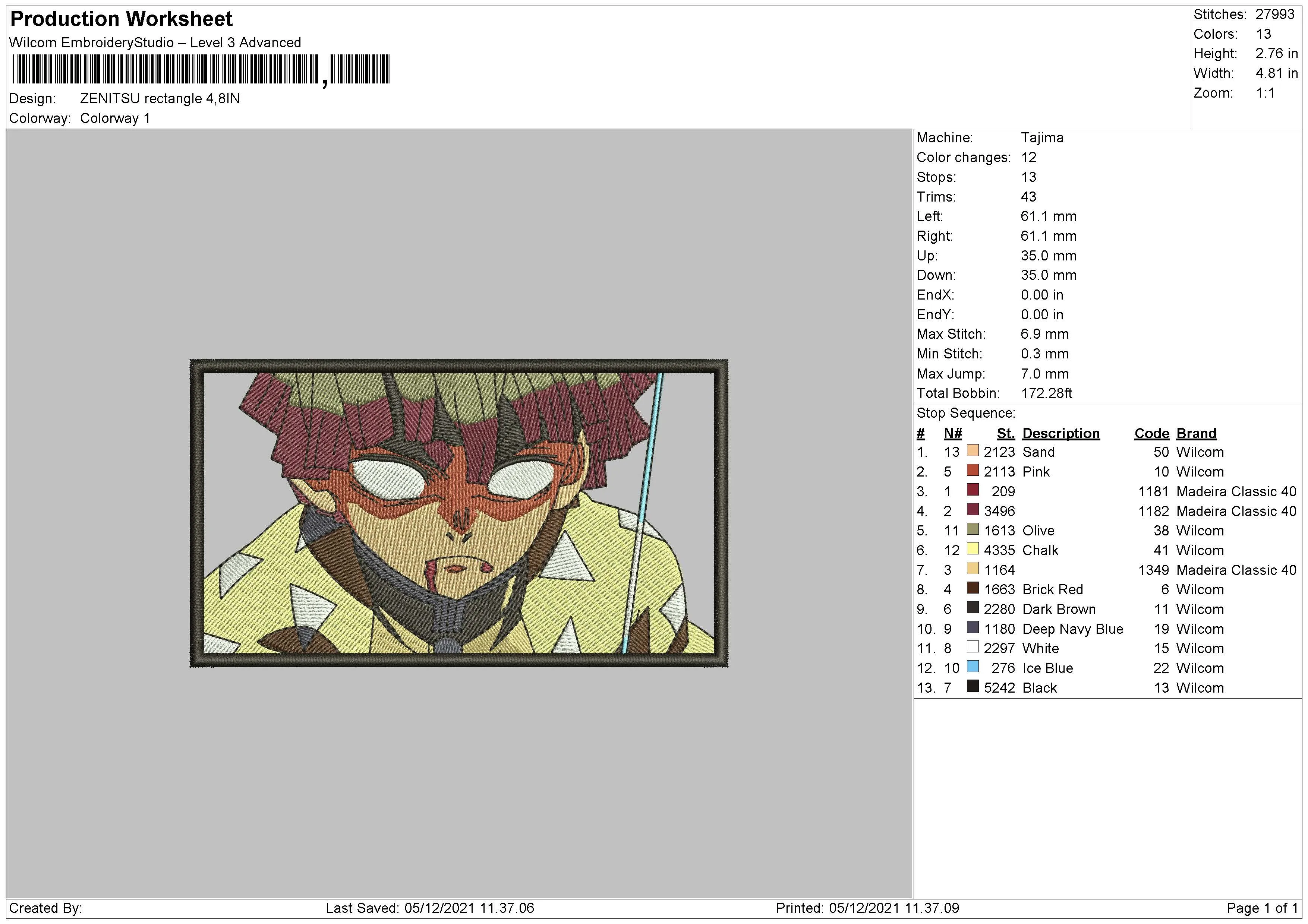 Alternative view of  Embroidered Anime Character Design 