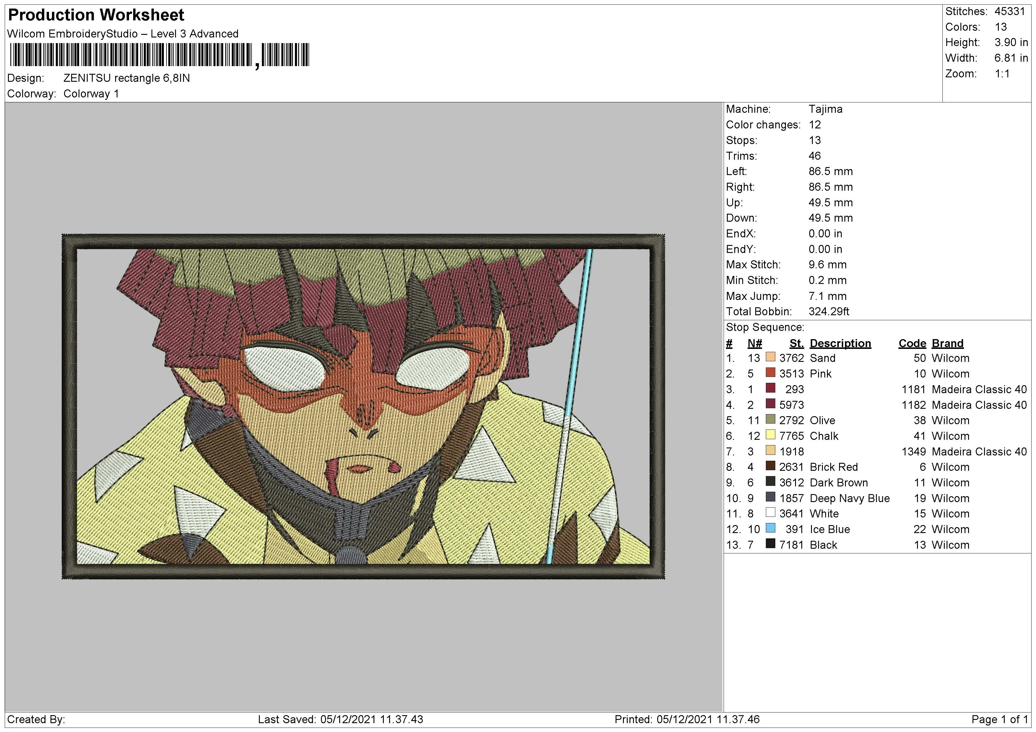 Alternative view of  Embroidered Anime Character Design 