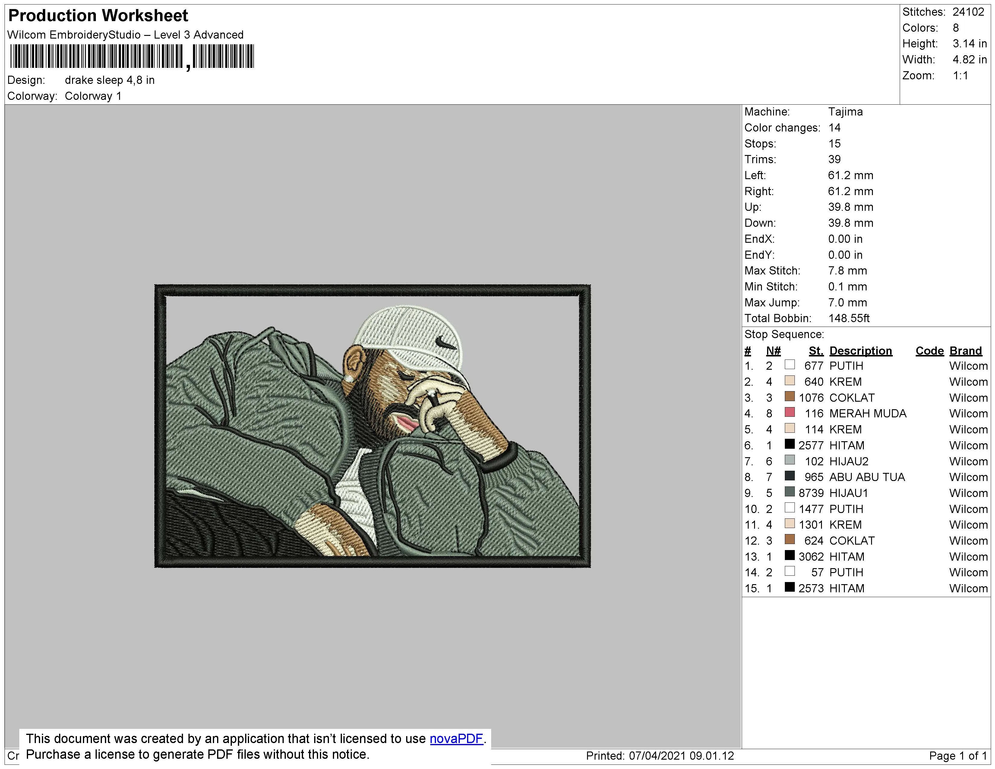Alternative view of  Embroidered Hip-Hop Artist Portrait 