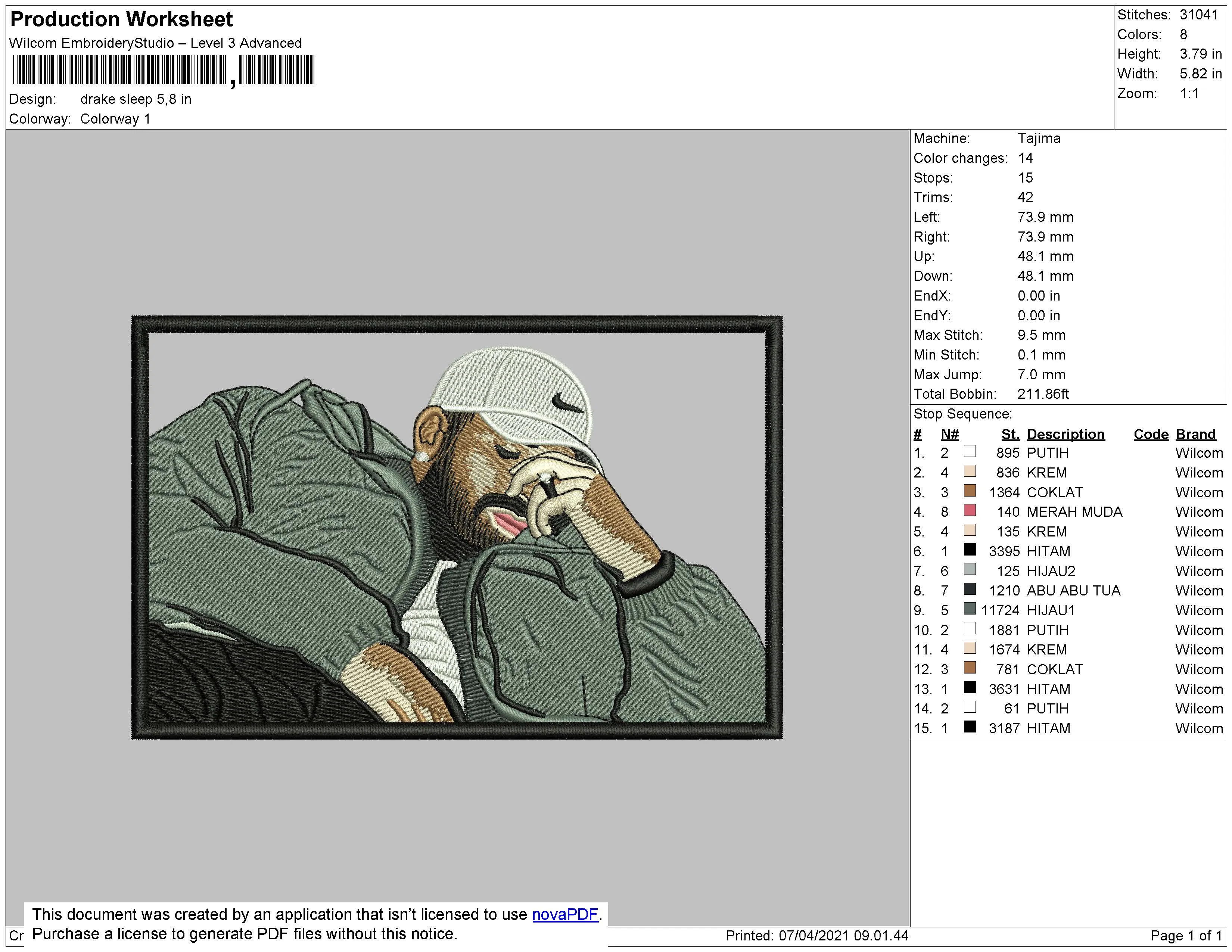 Alternative view of  Embroidered Hip-Hop Artist Portrait 