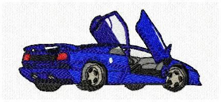 Alternative view of  Blue Sports Car Embroidery Design 