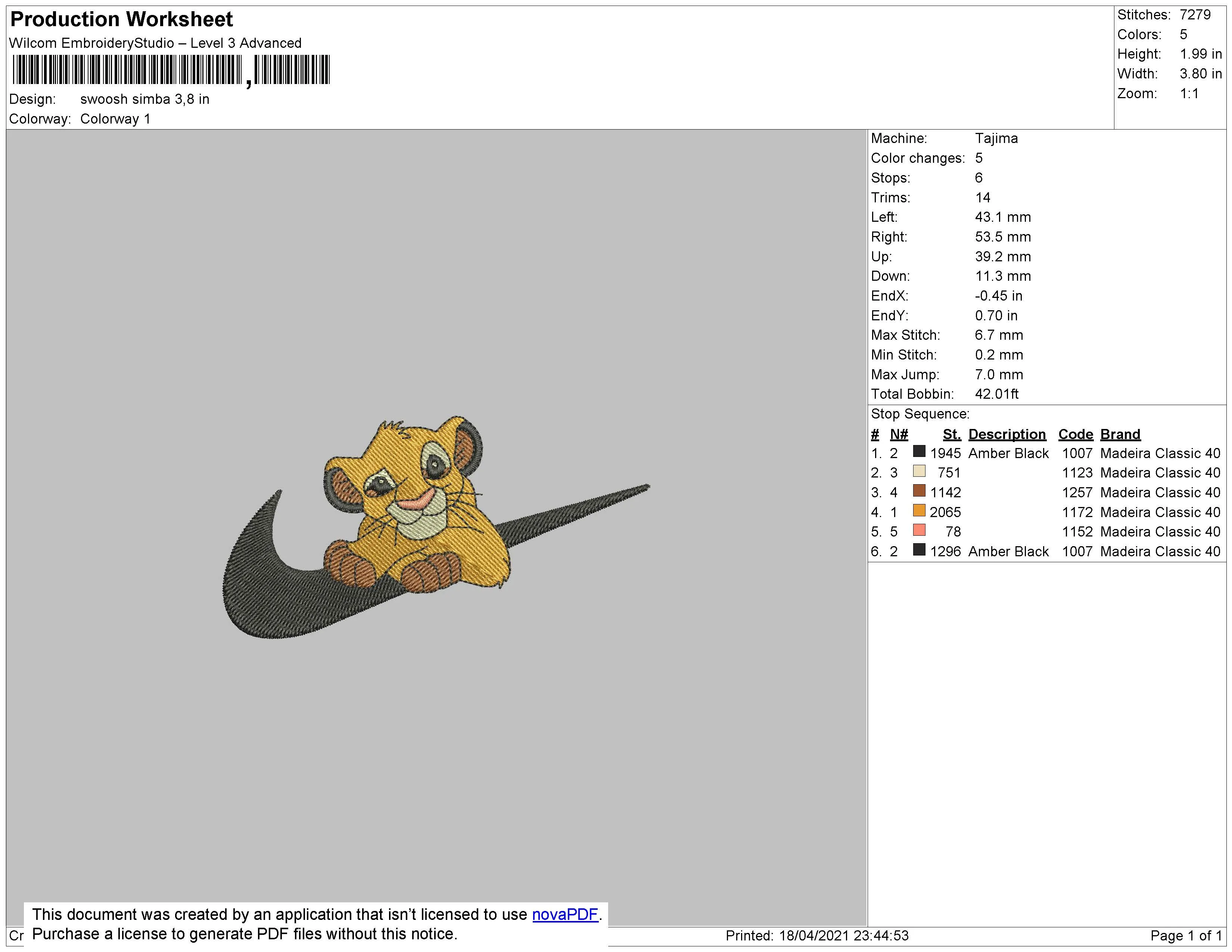 Alternative view of  Simba Nike Logo Embroidery 