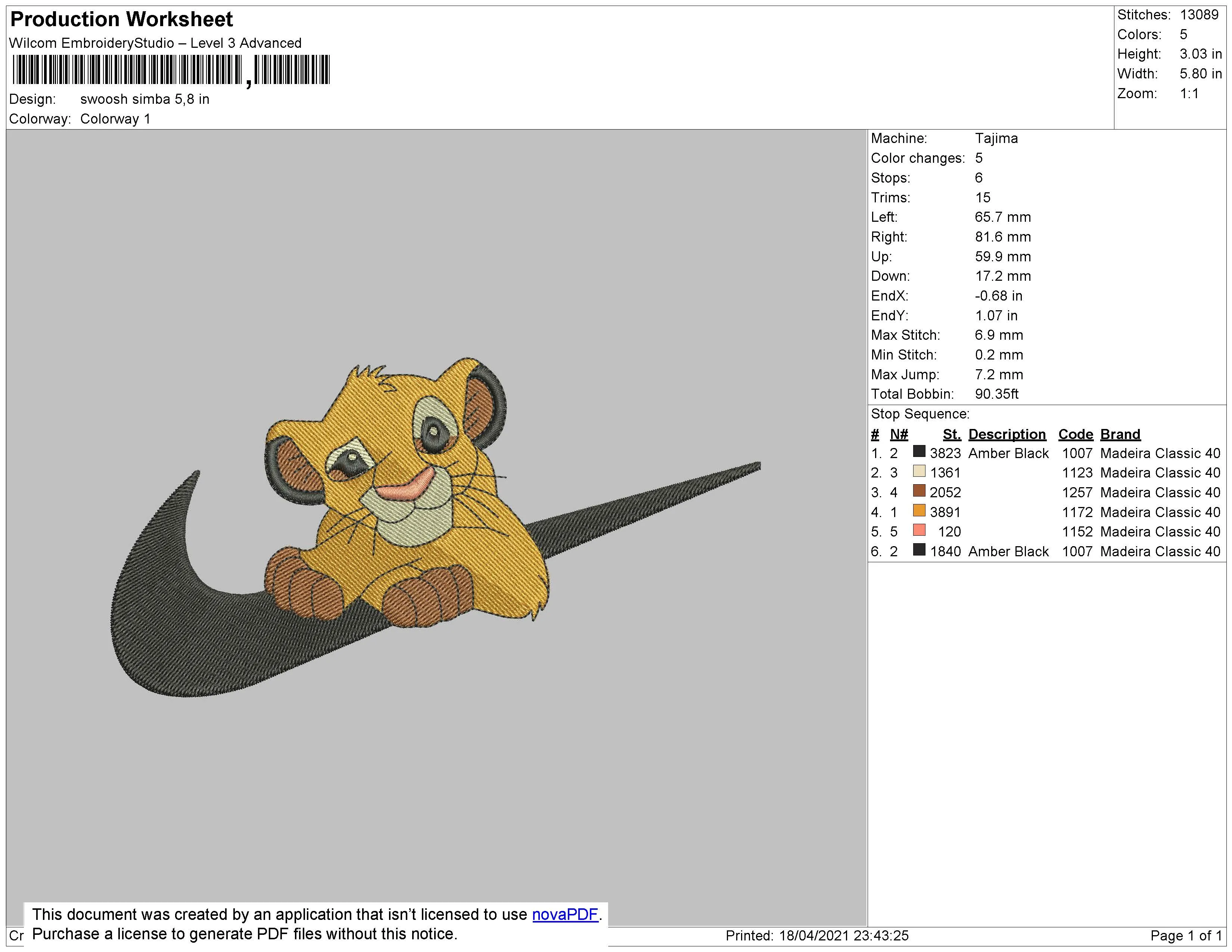 Alternative view of  Simba Nike Logo Embroidery 