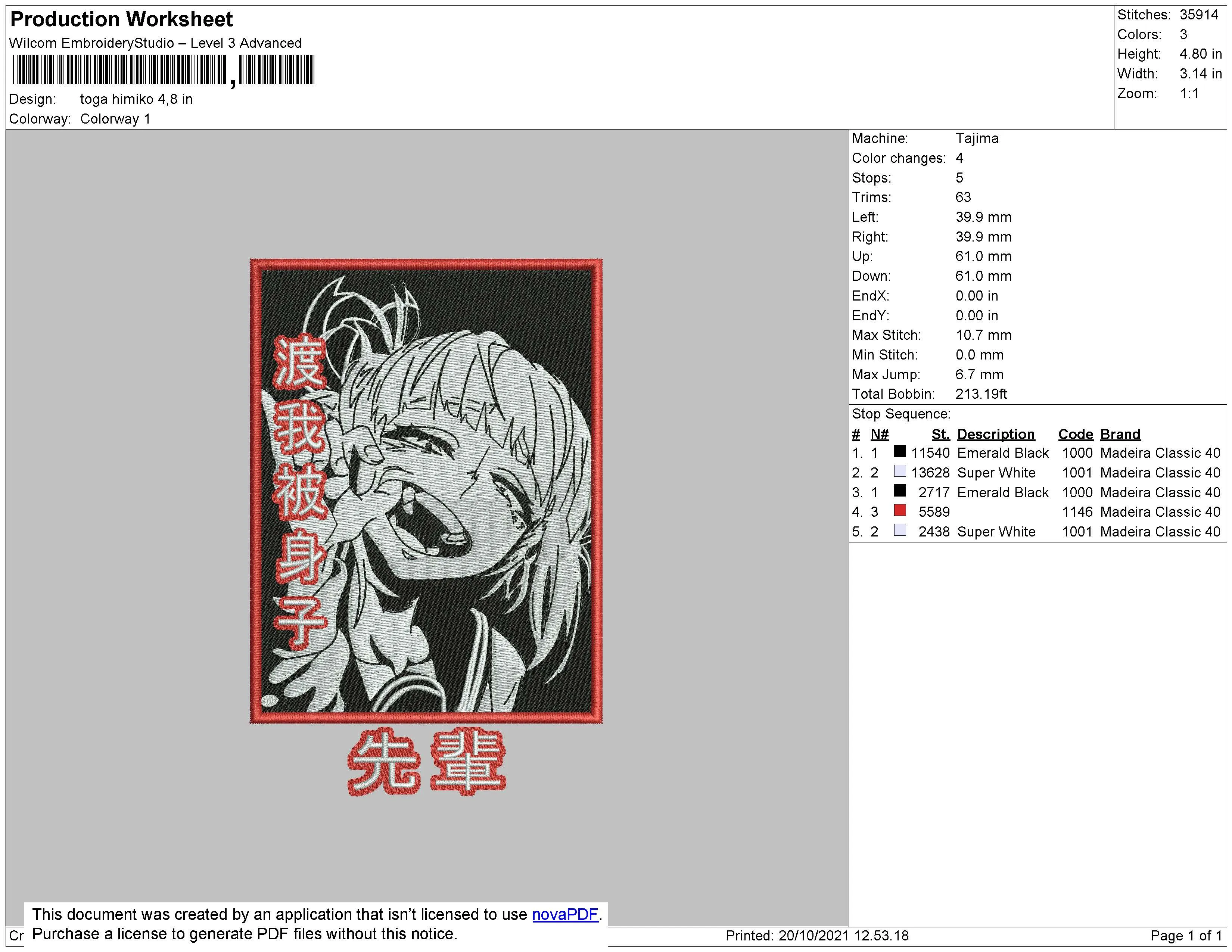 Alternative view of  Embroidered Himiko Toga Portrait 
