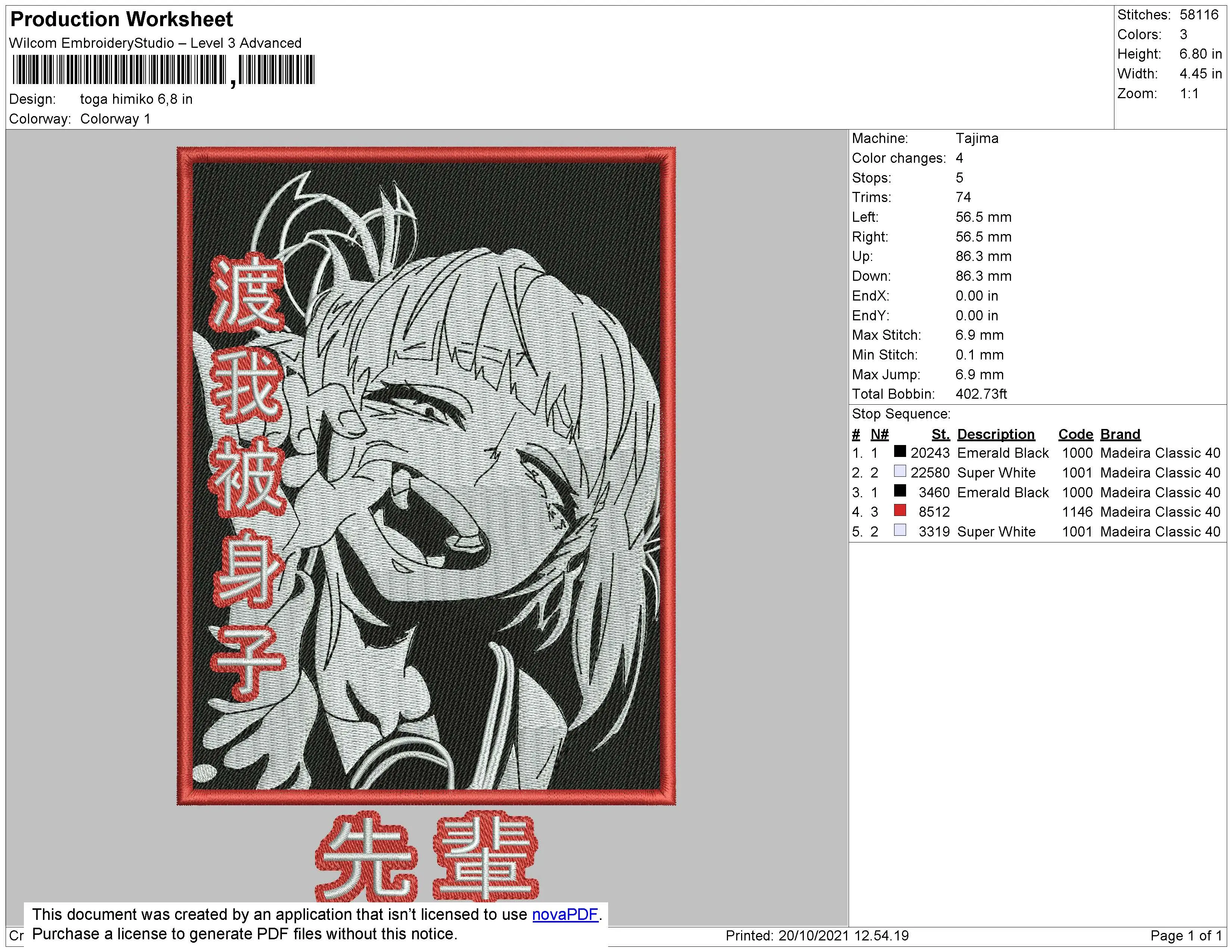 Alternative view of  Embroidered Himiko Toga Portrait 