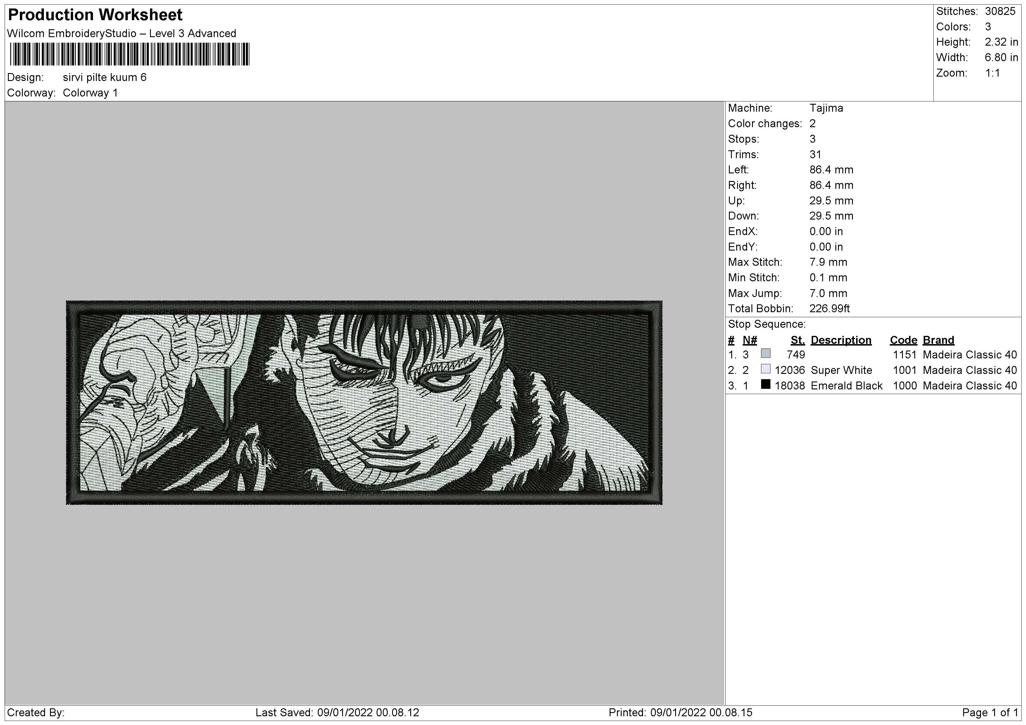 Alternative view of  Manga Character Embroidered Art 