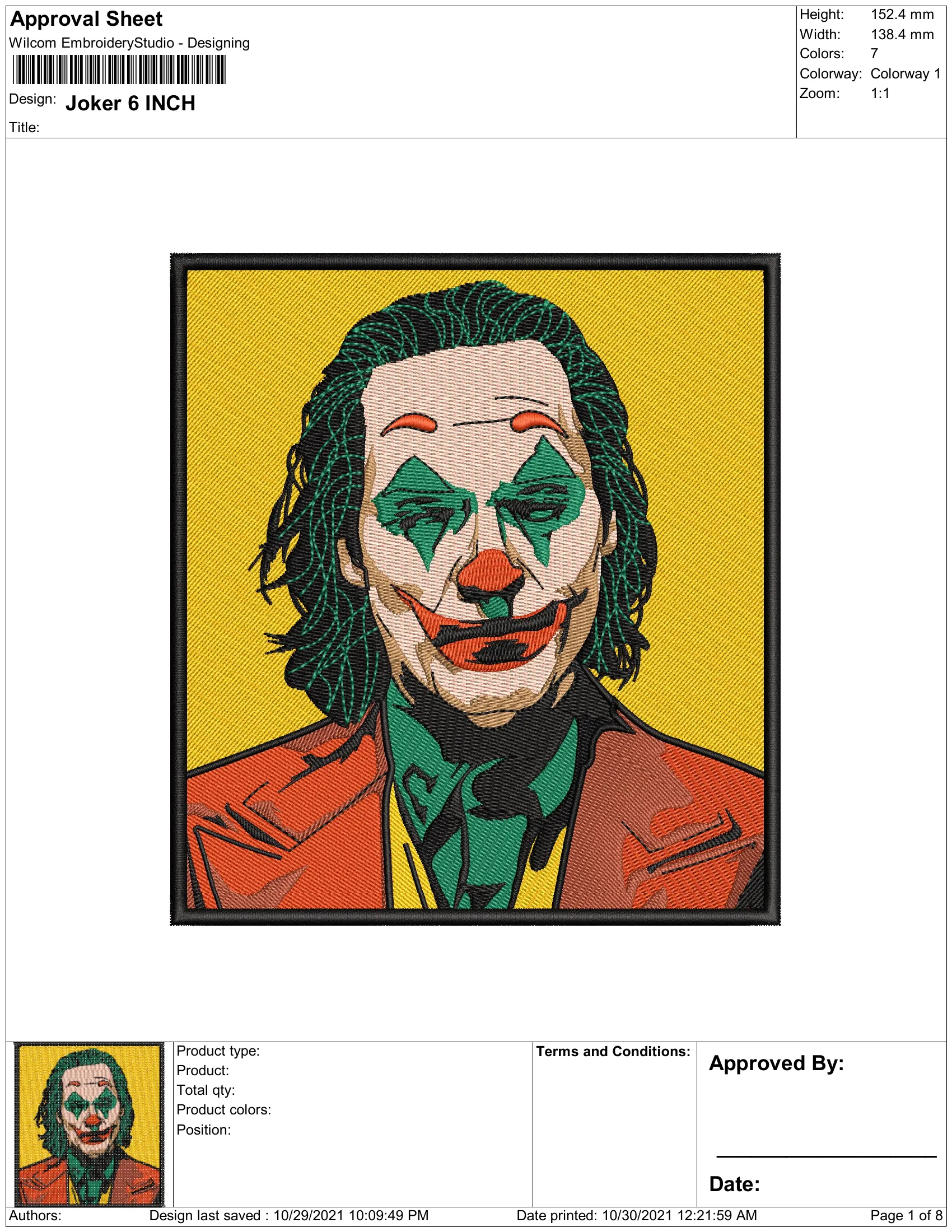 Alternative view of  Embroidered Joker Portrait 